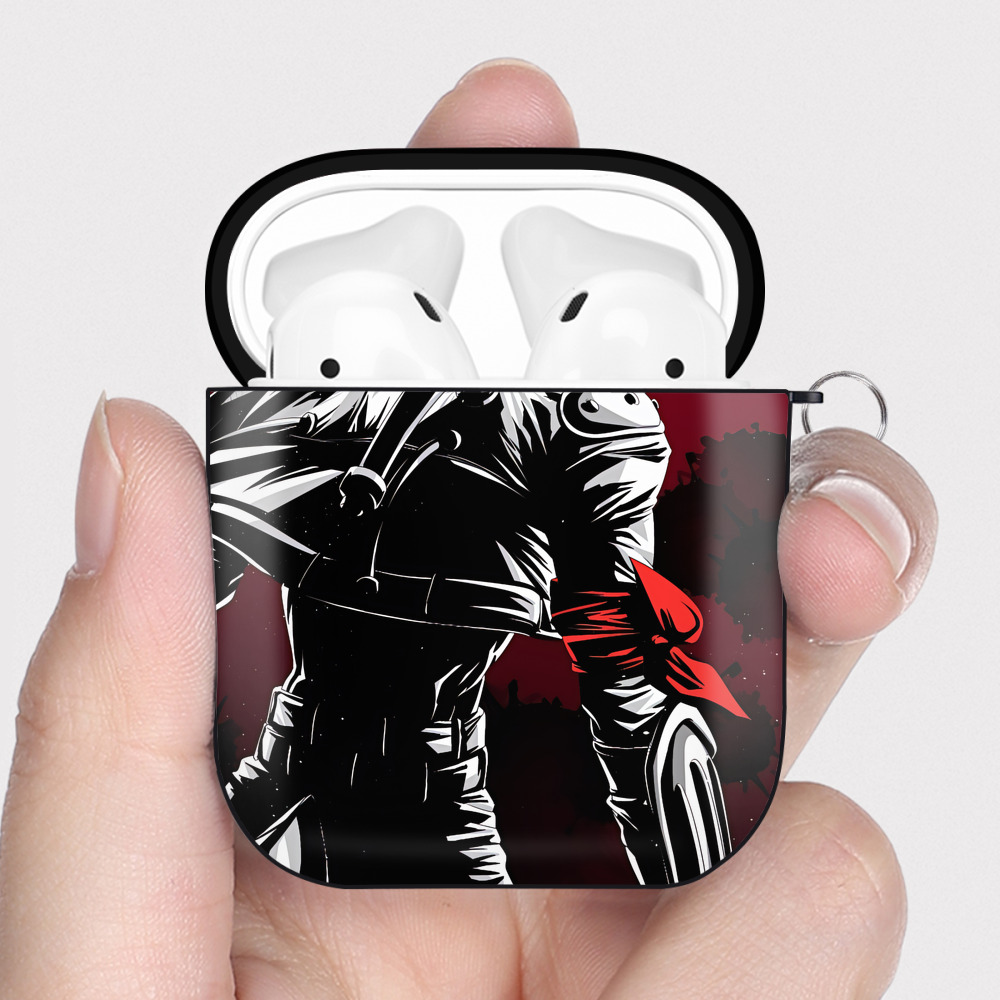 （画像用） Digimon デジタルモンスター/デジモン AirPods 第2世代保護ケース ハードシェル ブラック 耐衝撃・防指紋・カラビナ付き