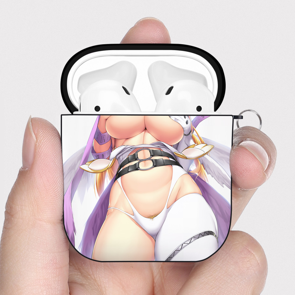 （画像用） Digimon デジタルモンスター/デジモン AirPods 第2世代保護ケース ハードシェル ブラック 耐衝撃・防指紋・カラビナ付き