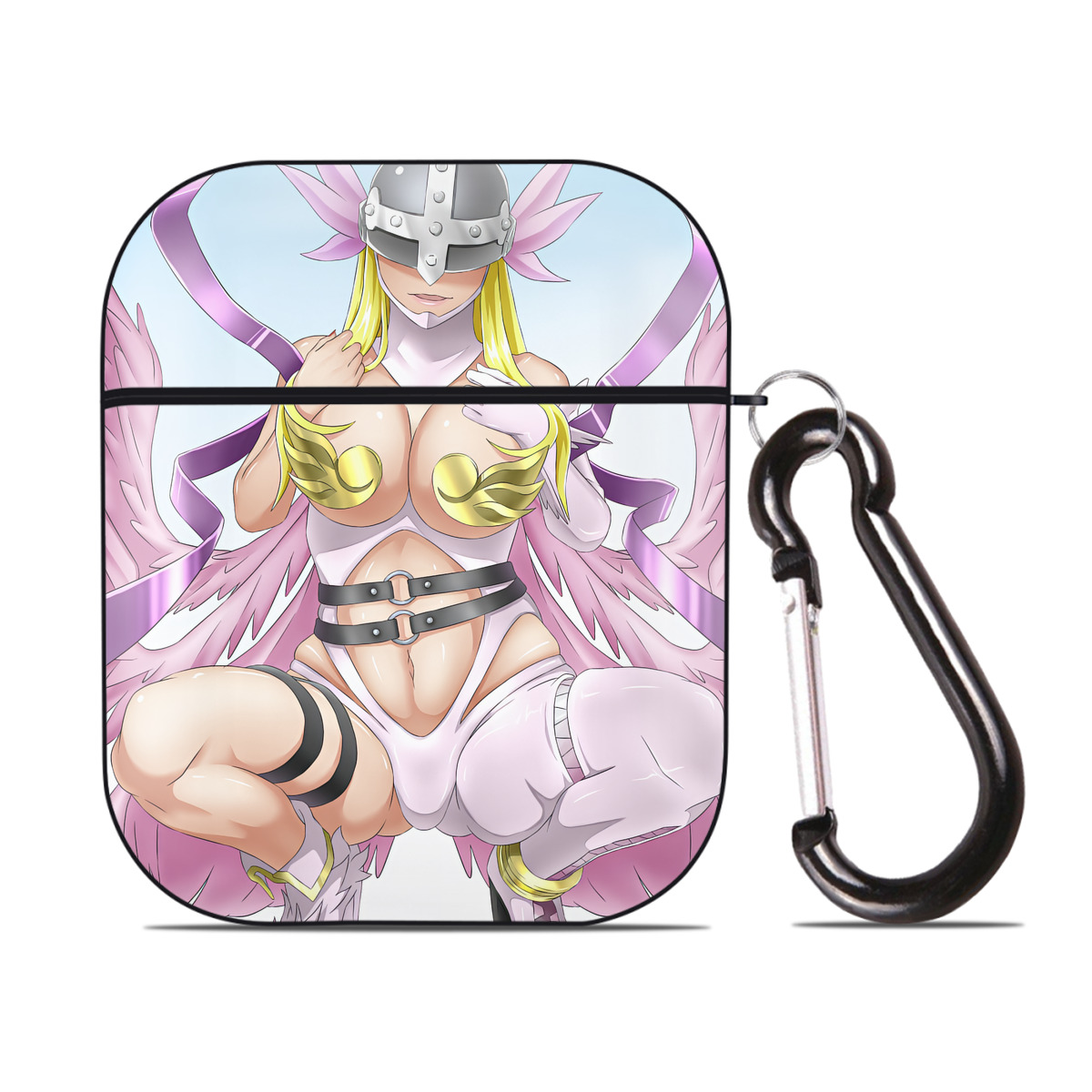 （画像用） Digimon デジタルモンスター/デジモン AirPods 第2世代保護ケース ハードシェル ブラック 耐衝撃・防指紋・カラビナ付き
