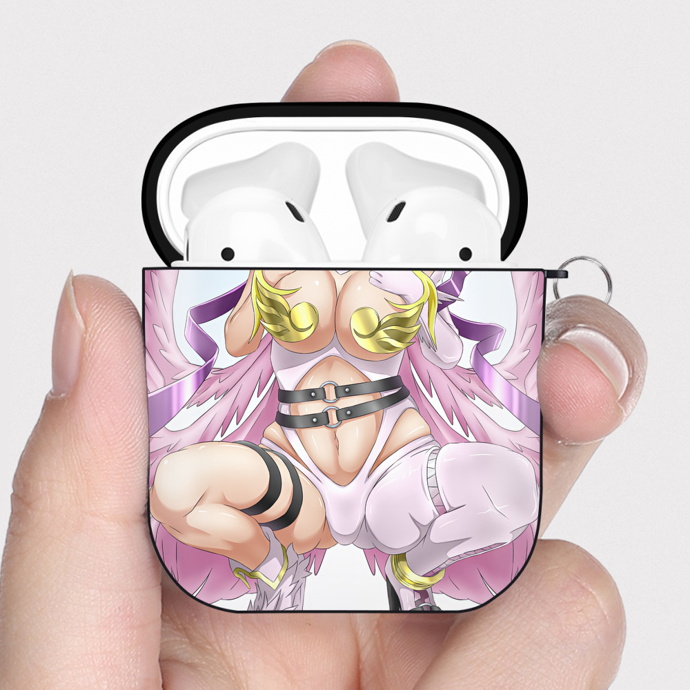 （画像用） Digimon デジタルモンスター/デジモン AirPods 第2世代保護ケース ハードシェル ブラック 耐衝撃・防指紋・カラビナ付き