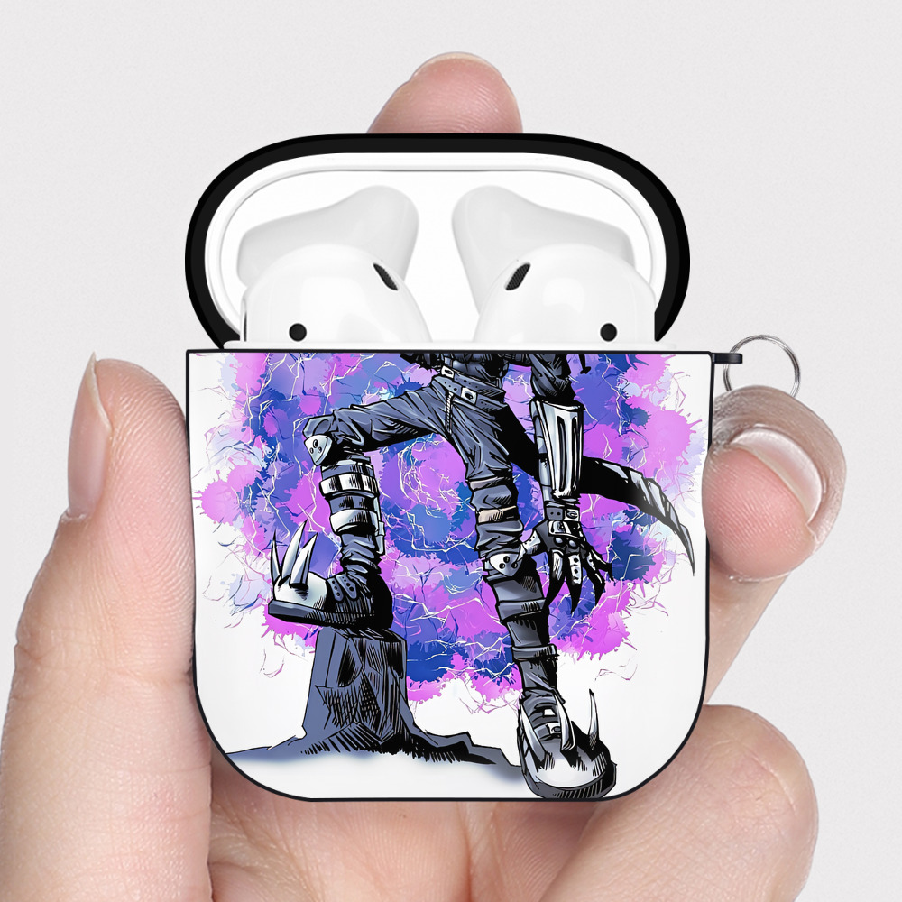 （画像用） Digimon デジタルモンスター/デジモン AirPods 第2世代保護ケース ハードシェル ブラック 耐衝撃・防指紋・カラビナ付き