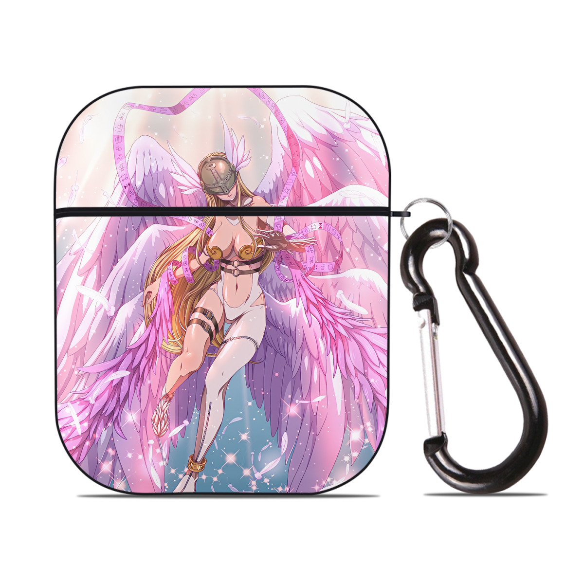 （画像用） Digimon デジタルモンスター/デジモン AirPods 第2世代保護ケース ハードシェル ブラック 耐衝撃・防指紋・カラビナ付き