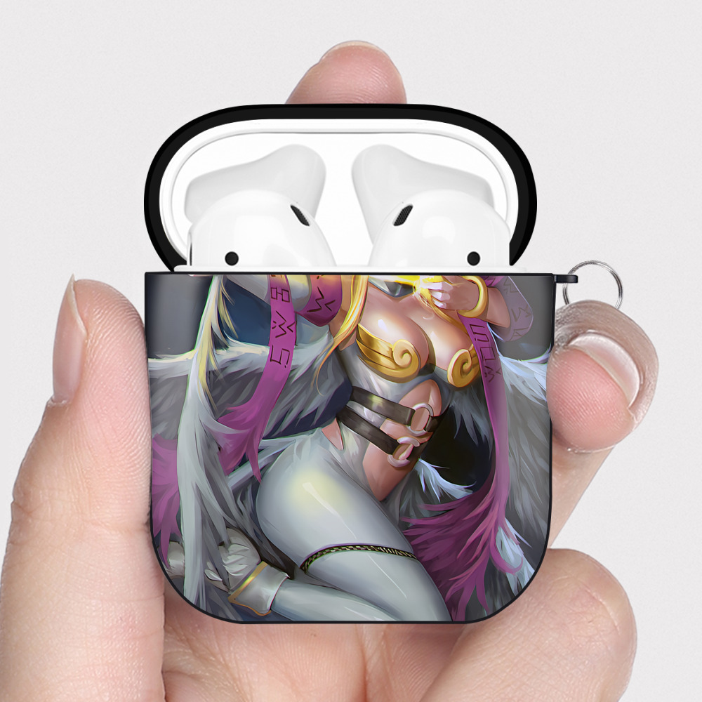 （画像用） Digimon デジタルモンスター/デジモン AirPods 第2世代保護ケース ハードシェル ブラック 耐衝撃・防指紋・カラビナ付き