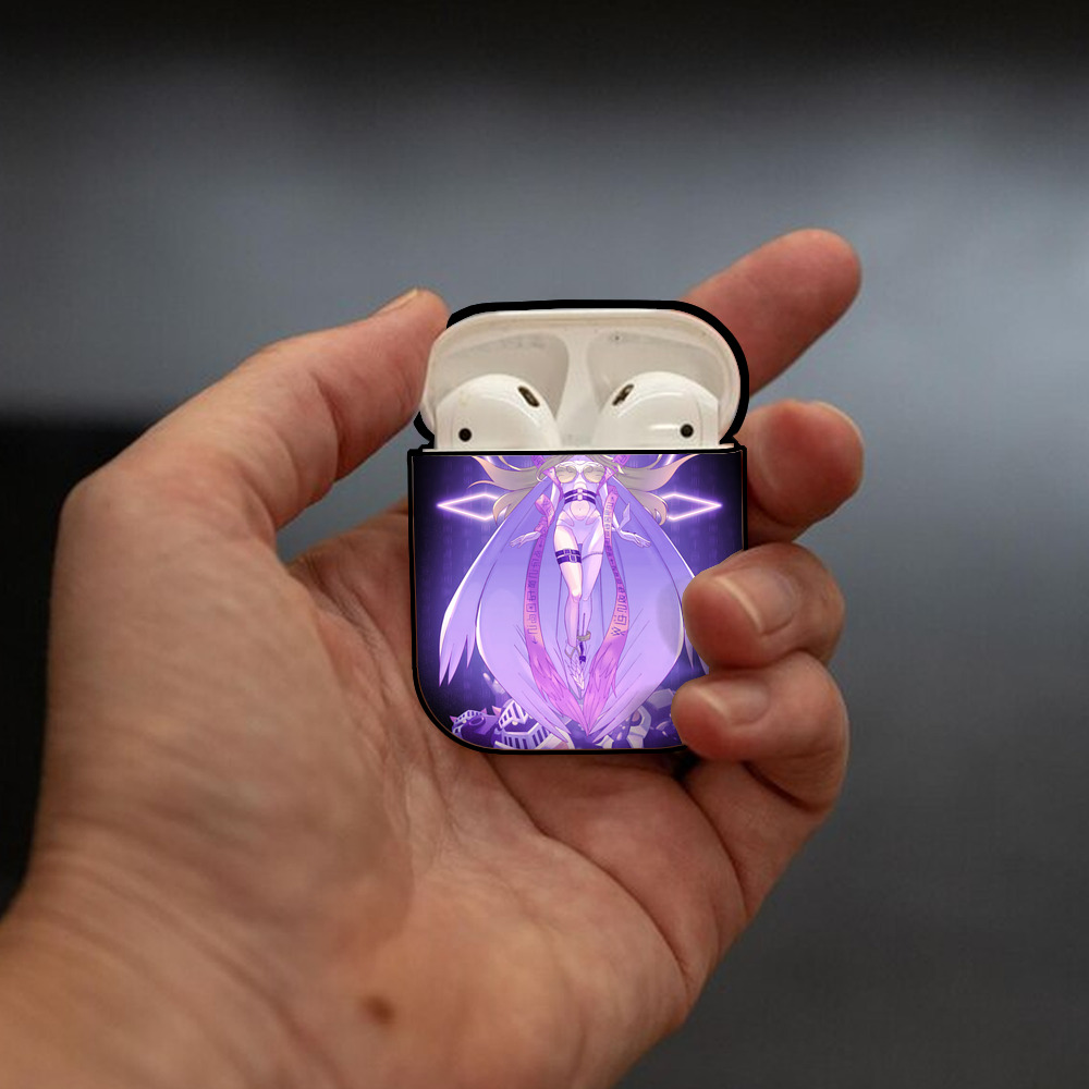 Digimon デジタルモンスター/デジモン AirPods 第2世代保護ケース ハードシェル ブラック 耐衝撃・防指紋・カラビナ付き