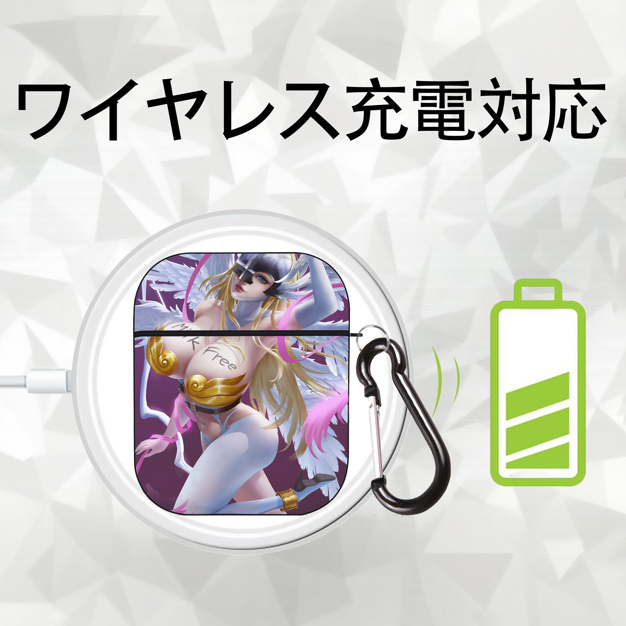 Digimon デジタルモンスター/デジモン AirPods 第2世代保護ケース ハードシェル ブラック 耐衝撃・防指紋・カラビナ付き