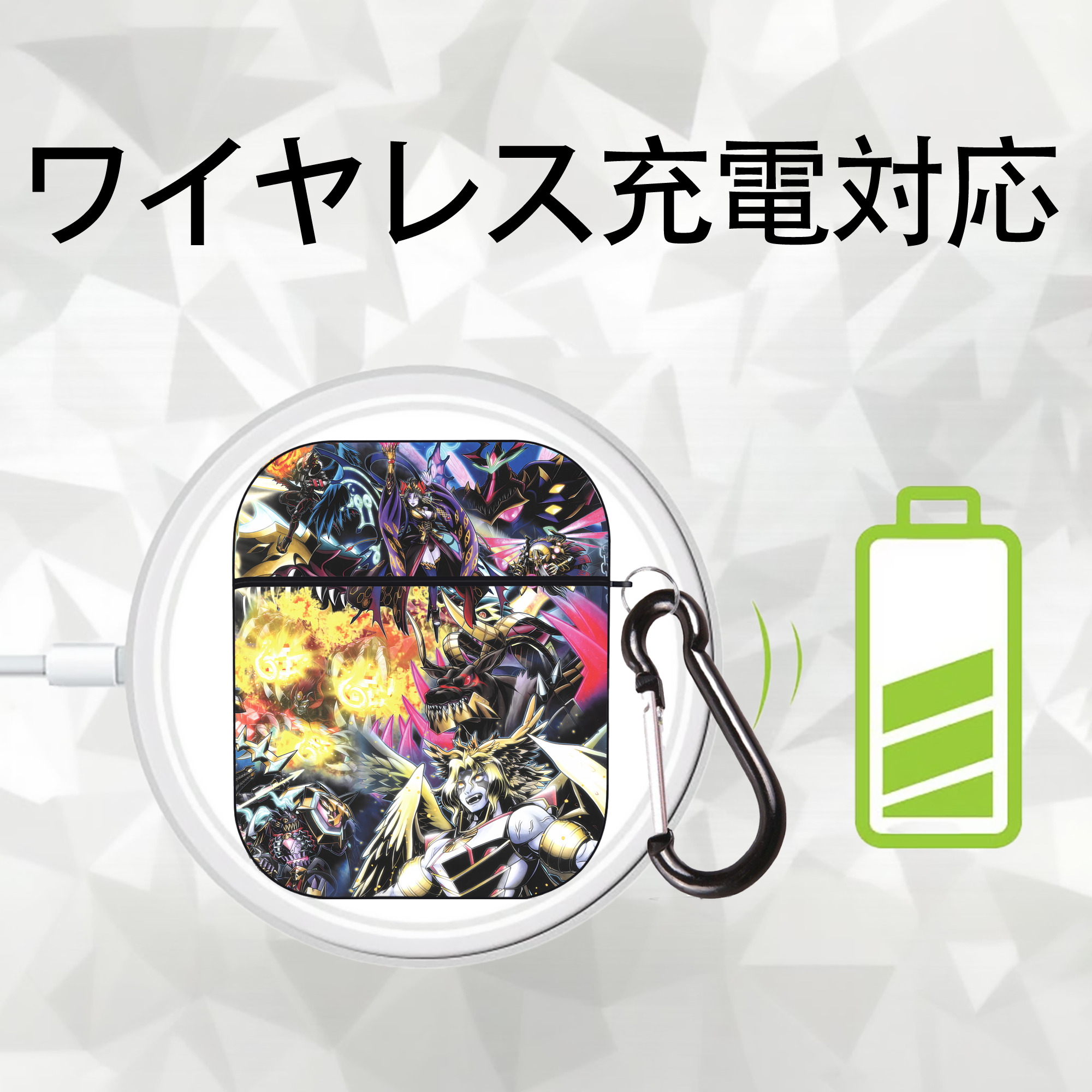 Digimon デジタルモンスター/デジモン AirPods 第2世代保護ケース ハードシェル ブラック 耐衝撃・防指紋・カラビナ付き