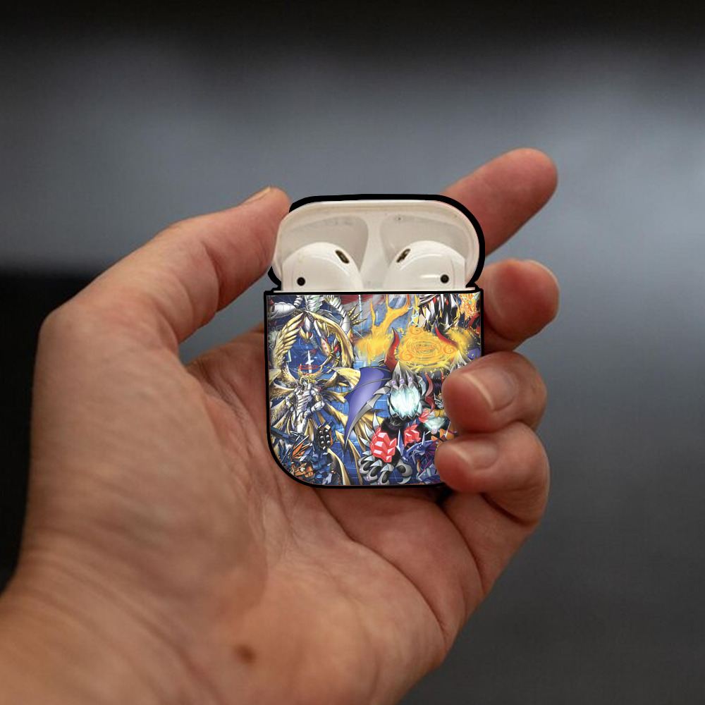 Digimon デジタルモンスター/デジモン AirPods 第2世代保護ケース ハードシェル ブラック 耐衝撃・防指紋・カラビナ付き
