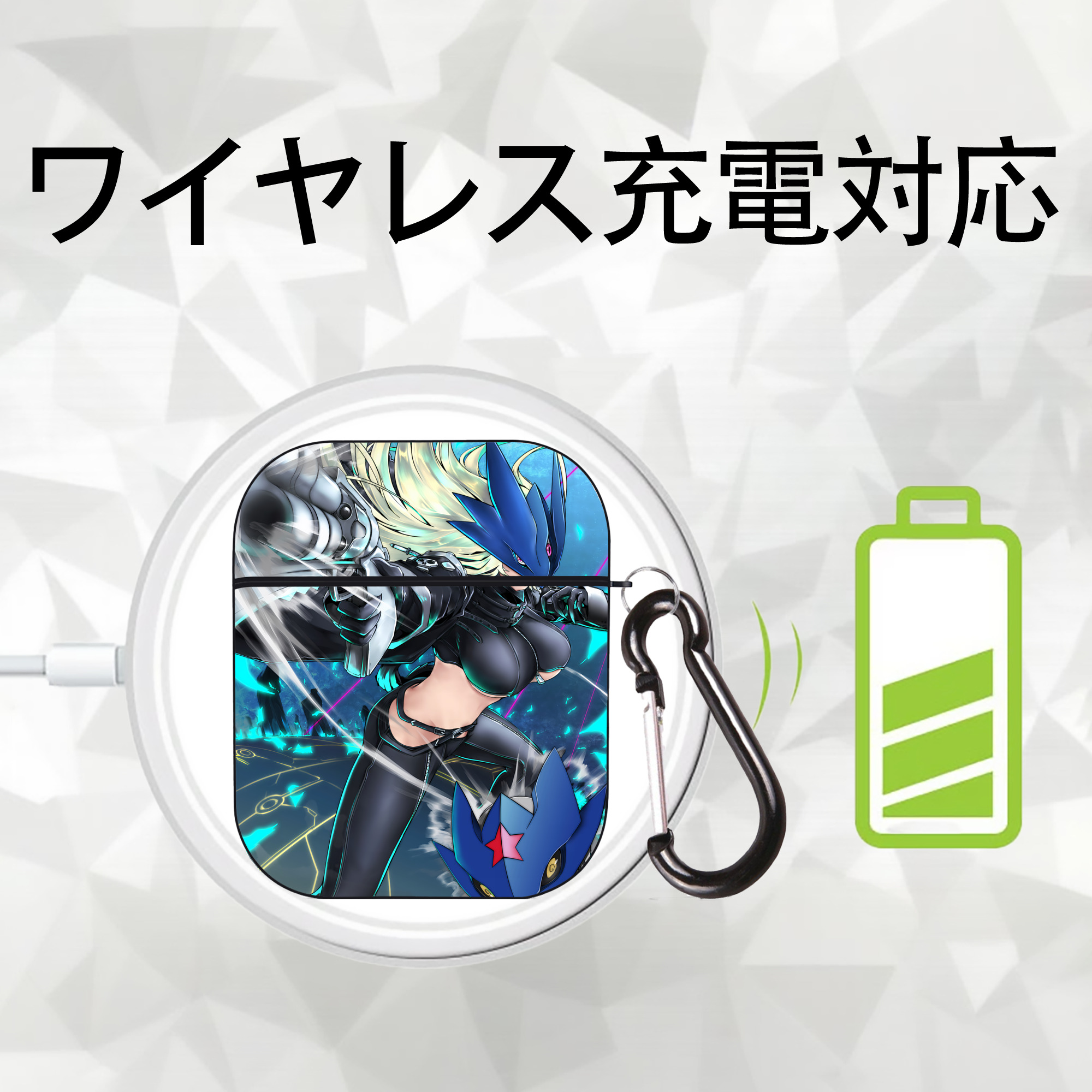 Digimon デジタルモンスター/デジモン AirPods 第2世代保護ケース ハードシェル ブラック 耐衝撃・防指紋・カラビナ付き