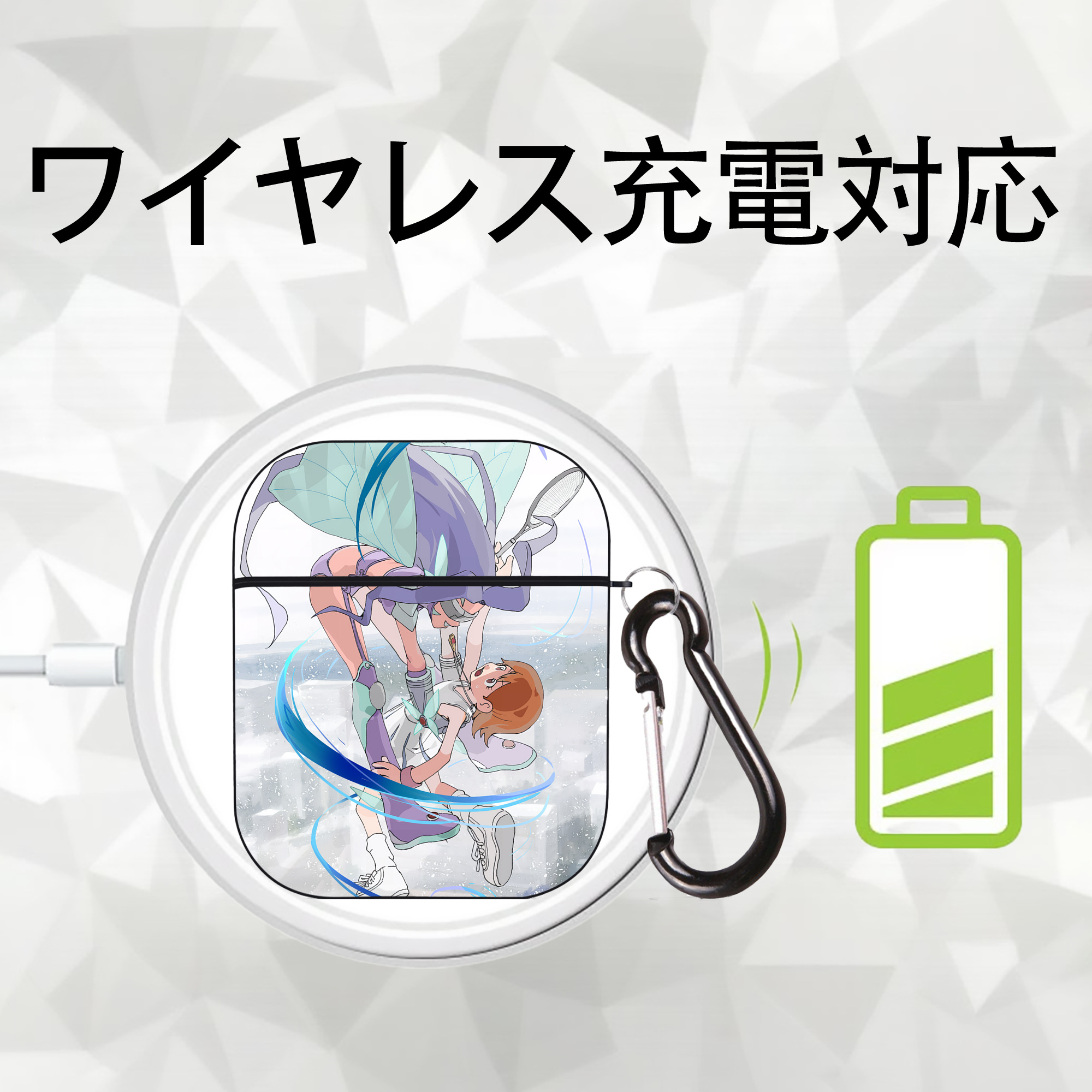 Digimon デジタルモンスター/デジモン AirPods 第2世代保護ケース ハードシェル ブラック 耐衝撃・防指紋・カラビナ付き