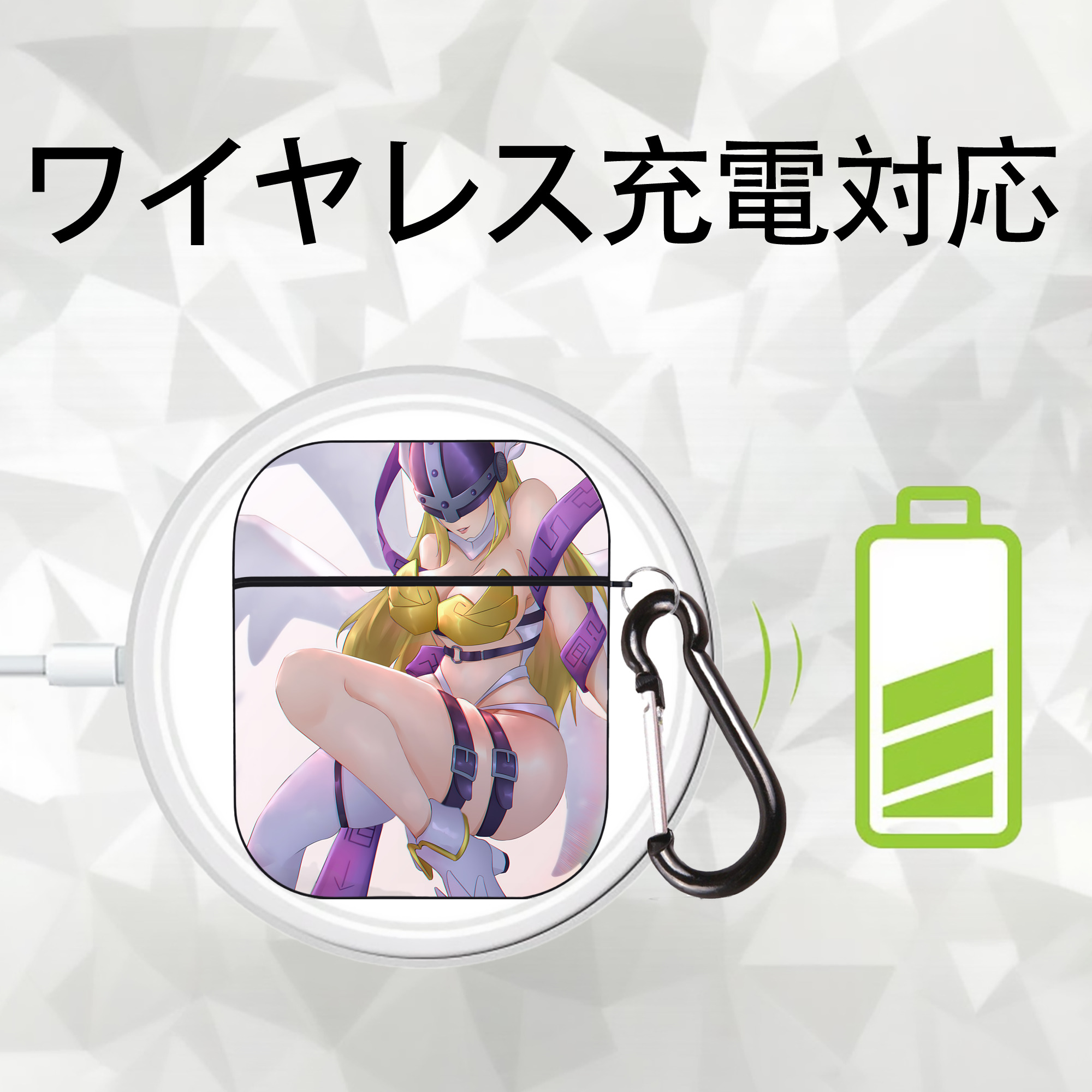 Digimon デジタルモンスター/デジモン AirPods 第2世代保護ケース ハードシェル ブラック 耐衝撃・防指紋・カラビナ付き