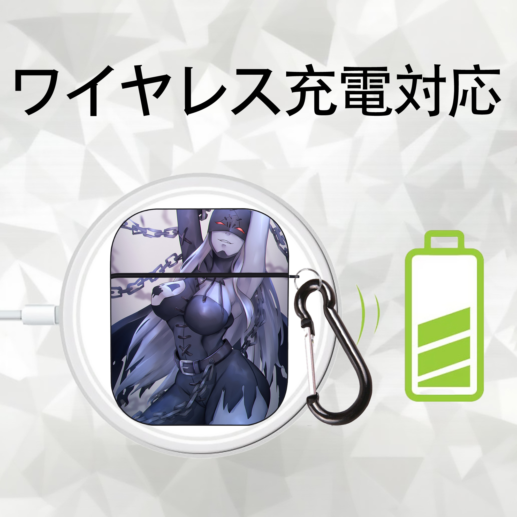 Digimon デジタルモンスター/デジモン AirPods 第2世代保護ケース ハードシェル ブラック 耐衝撃・防指紋・カラビナ付き