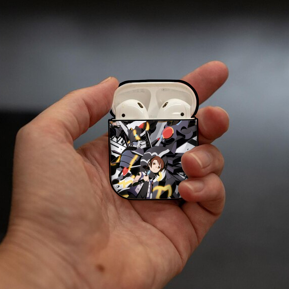 Digimon デジタルモンスター/デジモン AirPods 第2世代保護ケース ハードシェル ブラック 耐衝撃・防指紋・カラビナ付き