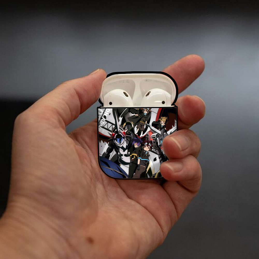 Digimon デジタルモンスター/デジモン AirPods 第2世代保護ケース ハードシェル ブラック 耐衝撃・防指紋・カラビナ付き
