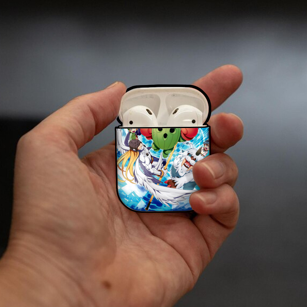 Digimon デジタルモンスター/デジモン AirPods 第2世代保護ケース ハードシェル ブラック 耐衝撃・防指紋・カラビナ付き
