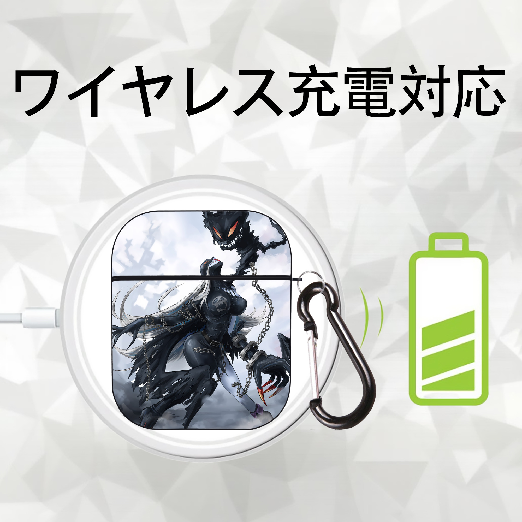 Digimon デジタルモンスター/デジモン AirPods 第2世代保護ケース ハードシェル ブラック 耐衝撃・防指紋・カラビナ付き