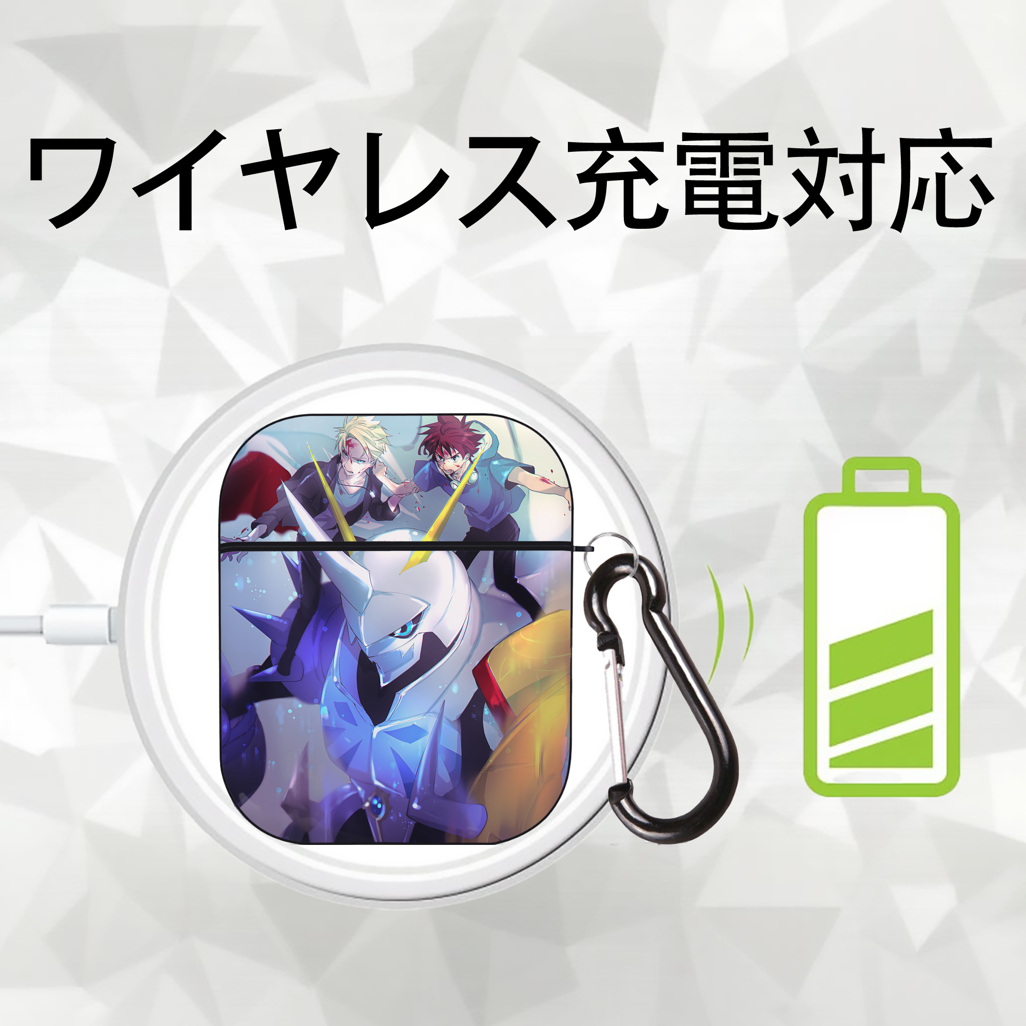 Digimon デジタルモンスター/デジモン AirPods 第2世代保護ケース ハードシェル ブラック 耐衝撃・防指紋・カラビナ付き