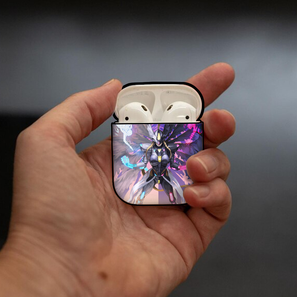 Digimon デジタルモンスター/デジモン AirPods 第2世代保護ケース ハードシェル ブラック 耐衝撃・防指紋・カラビナ付き
