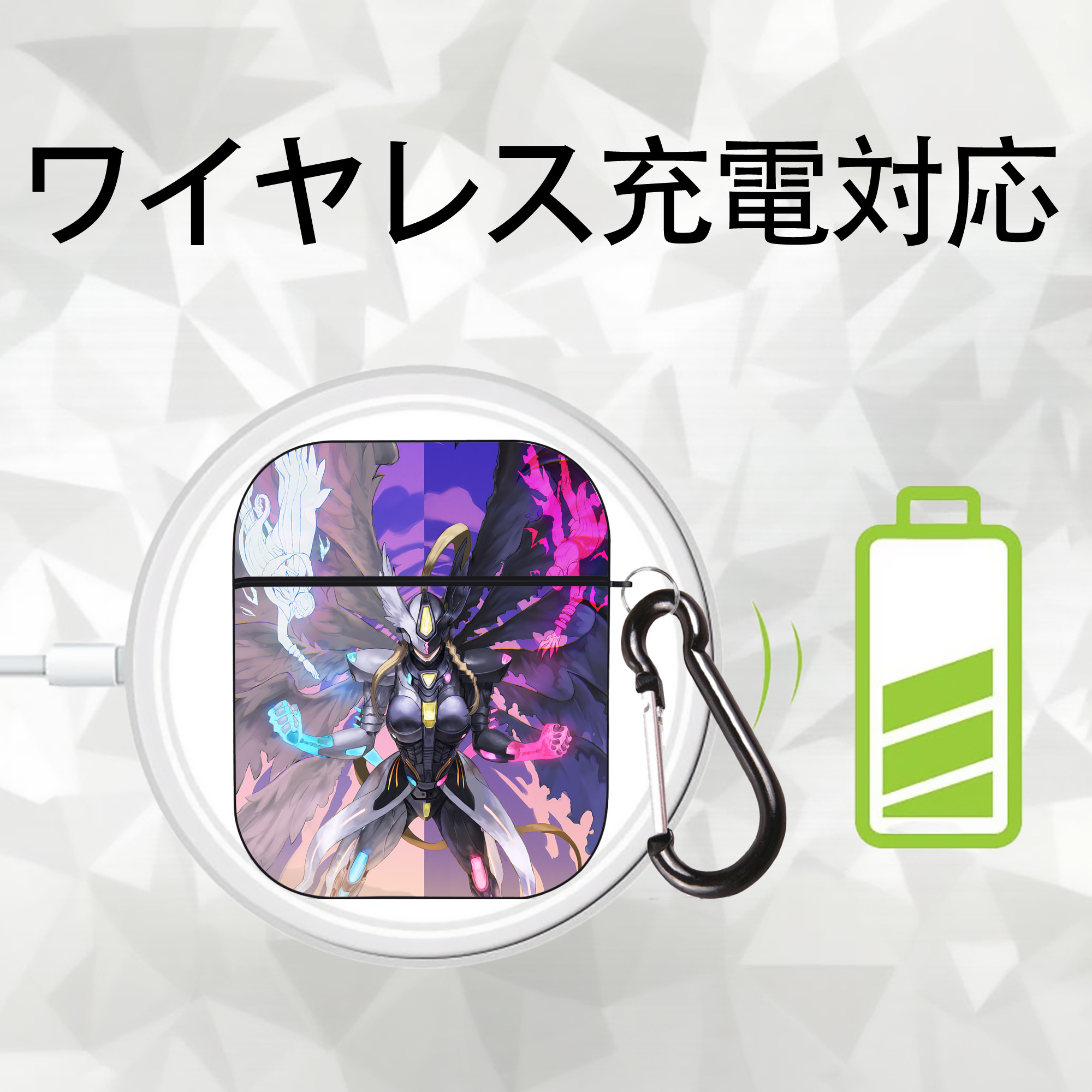 Digimon デジタルモンスター/デジモン AirPods 第2世代保護ケース ハードシェル ブラック 耐衝撃・防指紋・カラビナ付き