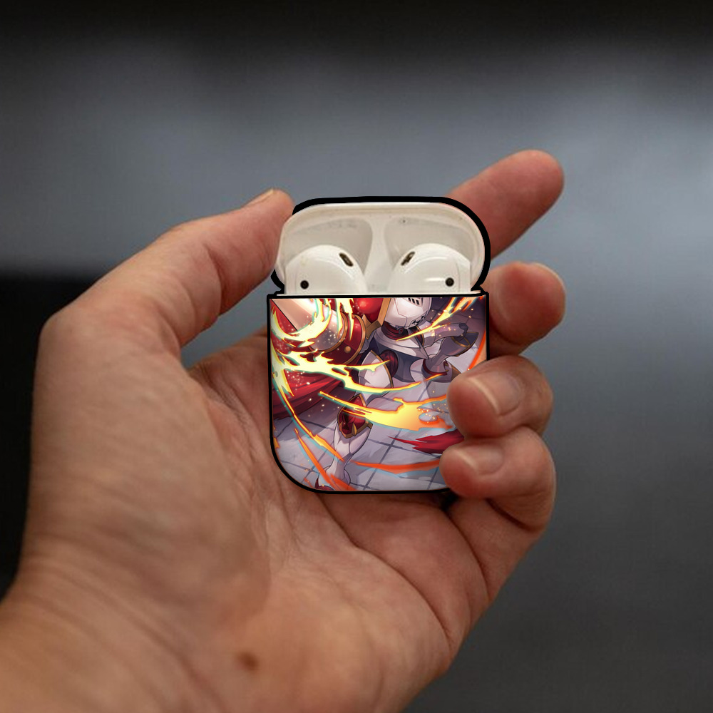 Digimon デジタルモンスター/デジモン AirPods 第2世代保護ケース ハードシェル ブラック 耐衝撃・防指紋・カラビナ付き