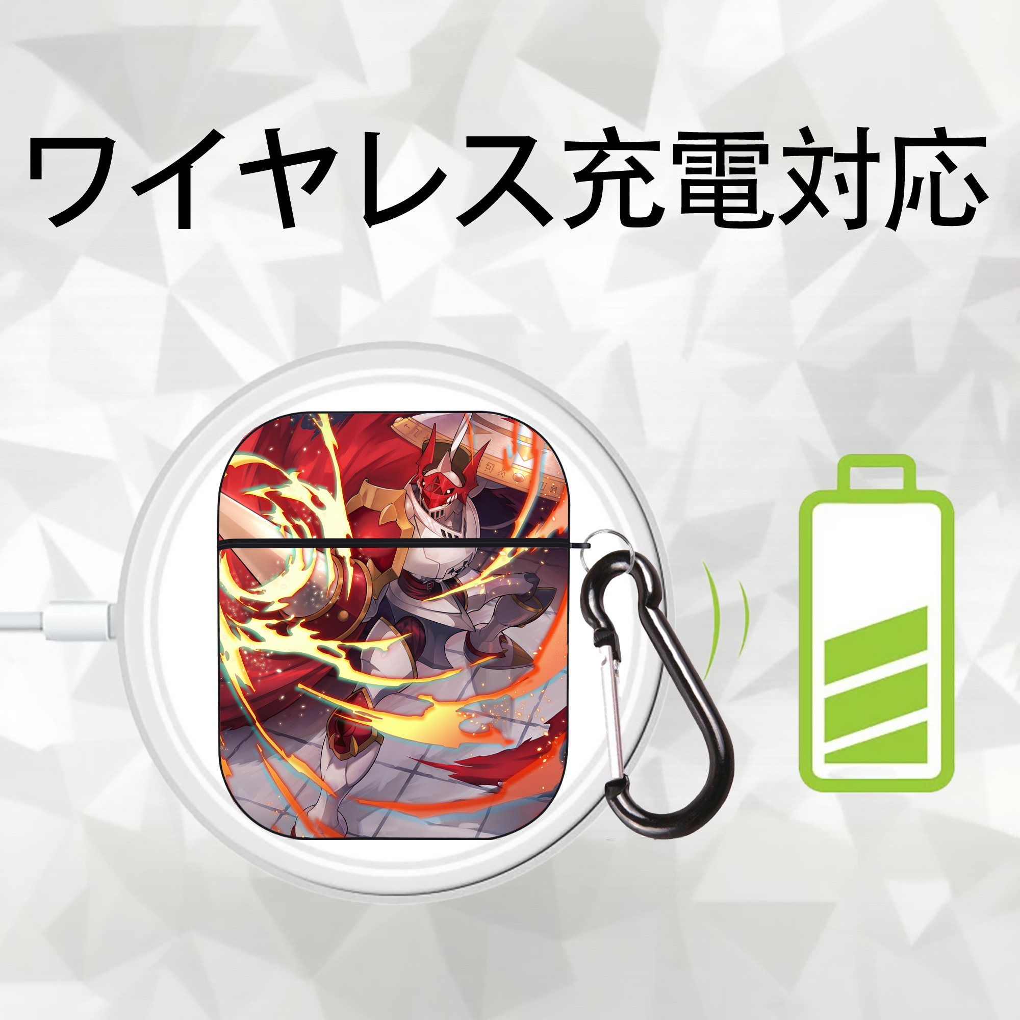 Digimon デジタルモンスター/デジモン AirPods 第2世代保護ケース ハードシェル ブラック 耐衝撃・防指紋・カラビナ付き