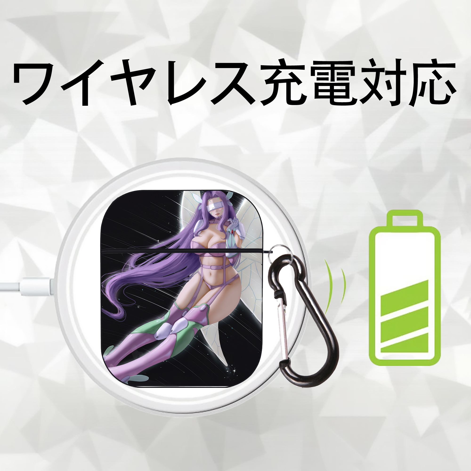 Digimon デジタルモンスター/デジモン AirPods 第2世代保護ケース ハードシェル ブラック 耐衝撃・防指紋・カラビナ付き