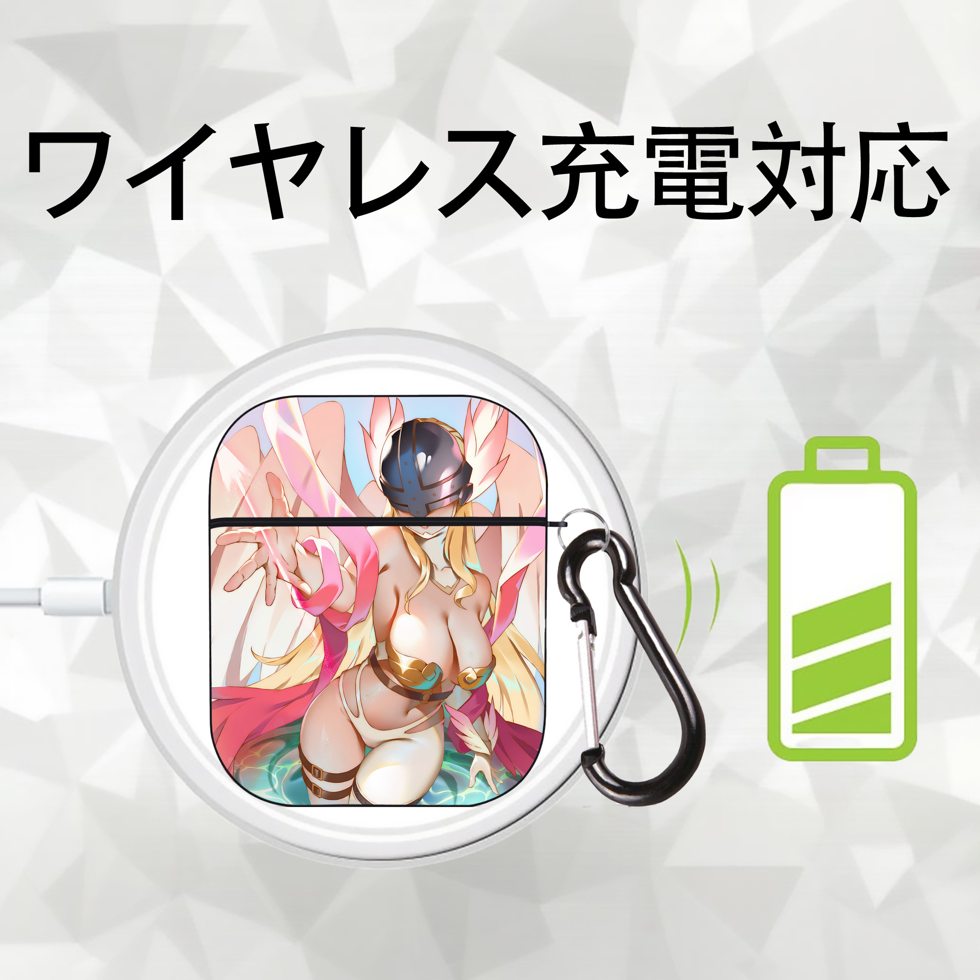 Digimon デジタルモンスター/デジモン AirPods 第2世代保護ケース ハードシェル ブラック 耐衝撃・防指紋・カラビナ付き