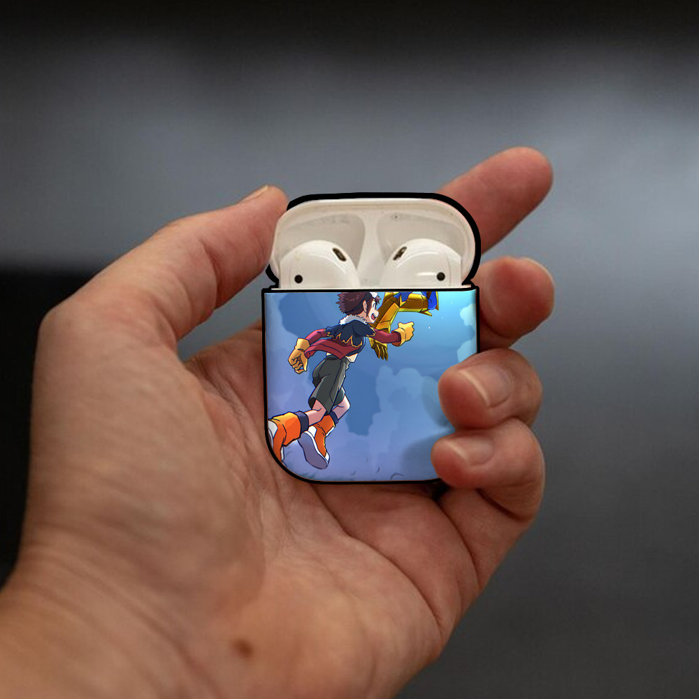 Digimon デジタルモンスター/デジモン AirPods 第2世代保護ケース ハードシェル ブラック 耐衝撃・防指紋・カラビナ付き