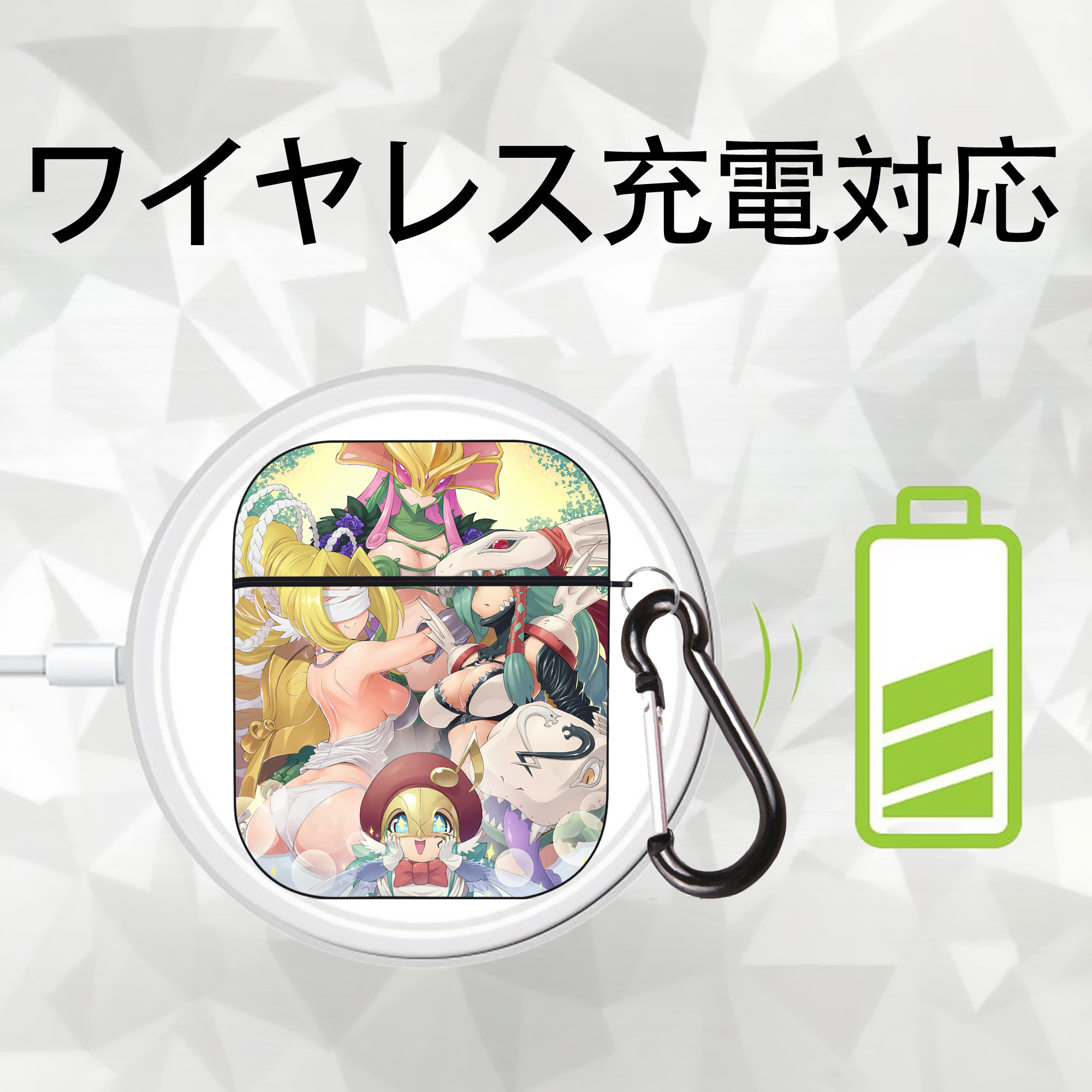 Digimon デジタルモンスター/デジモン AirPods 第2世代保護ケース ハードシェル ブラック 耐衝撃・防指紋・カラビナ付き