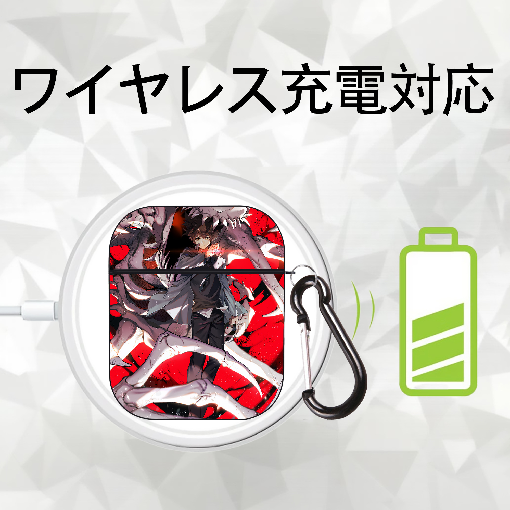 Digimon デジタルモンスター/デジモン AirPods 第2世代保護ケース ハードシェル ブラック 耐衝撃・防指紋・カラビナ付き