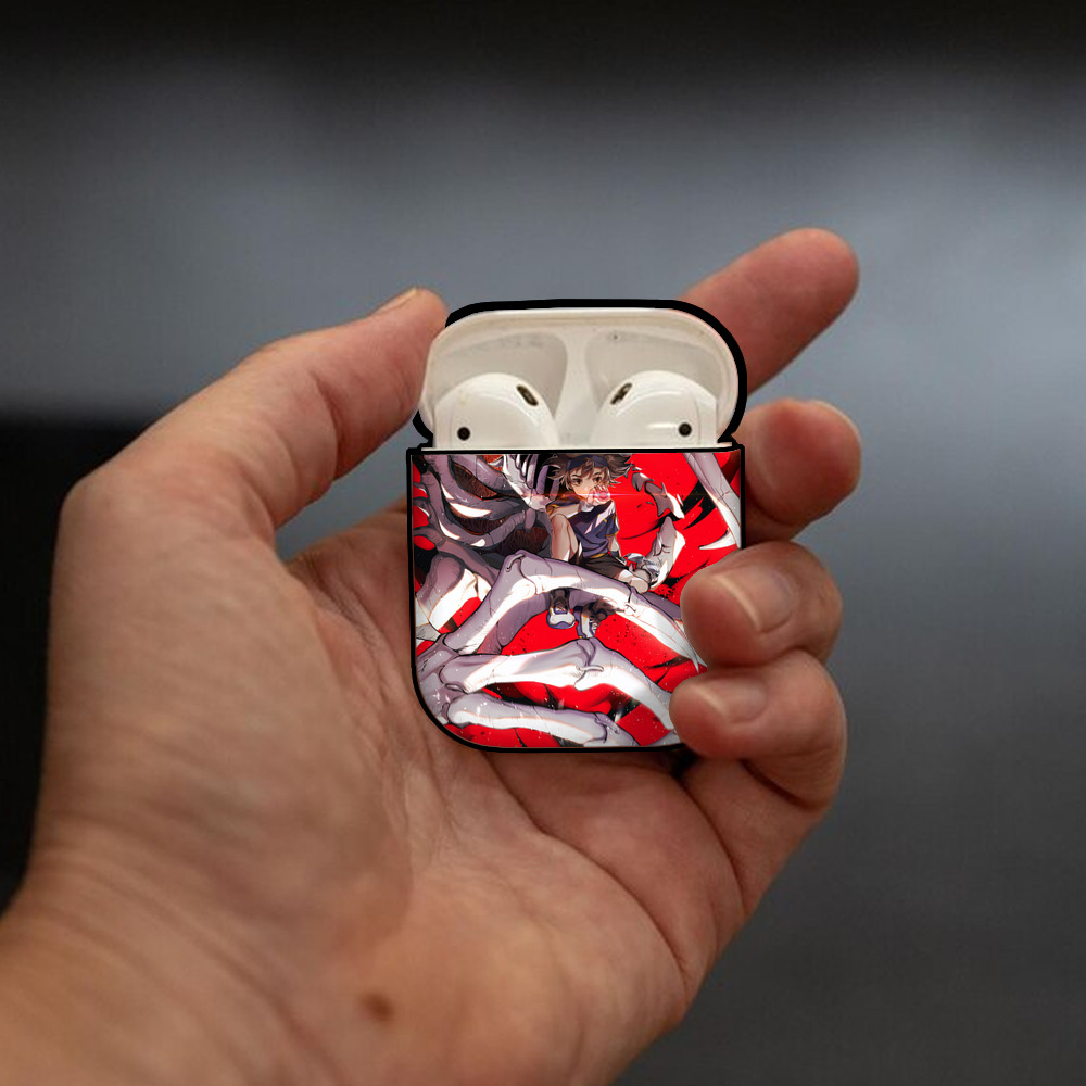 Digimon デジタルモンスター/デジモン AirPods 第2世代保護ケース ハードシェル ブラック 耐衝撃・防指紋・カラビナ付き