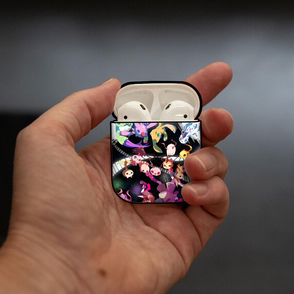 Digimon デジタルモンスター/デジモン AirPods 第2世代保護ケース ハードシェル ブラック 耐衝撃・防指紋・カラビナ付き