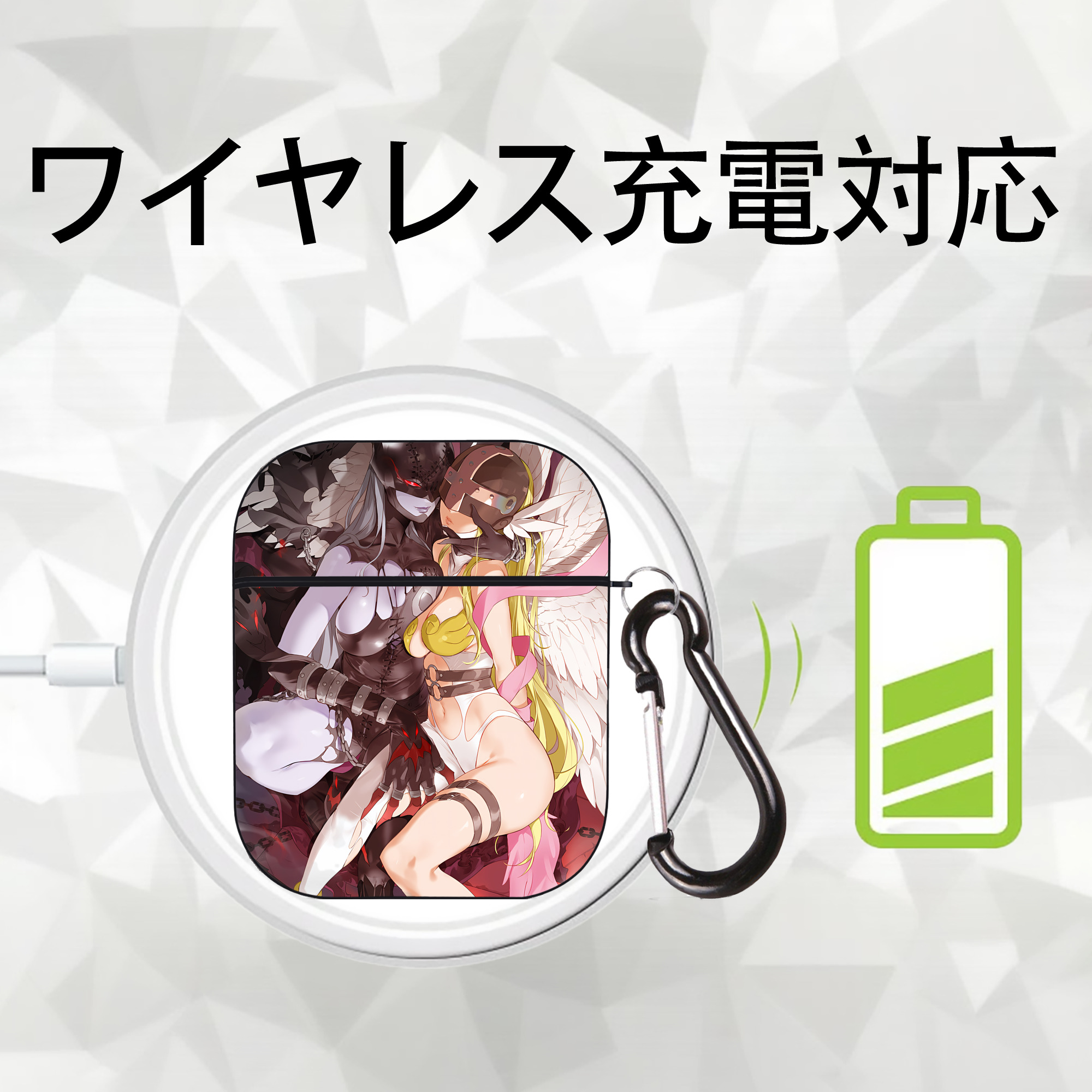 Digimon デジタルモンスター/デジモン AirPods 第2世代保護ケース ハードシェル ブラック 耐衝撃・防指紋・カラビナ付き