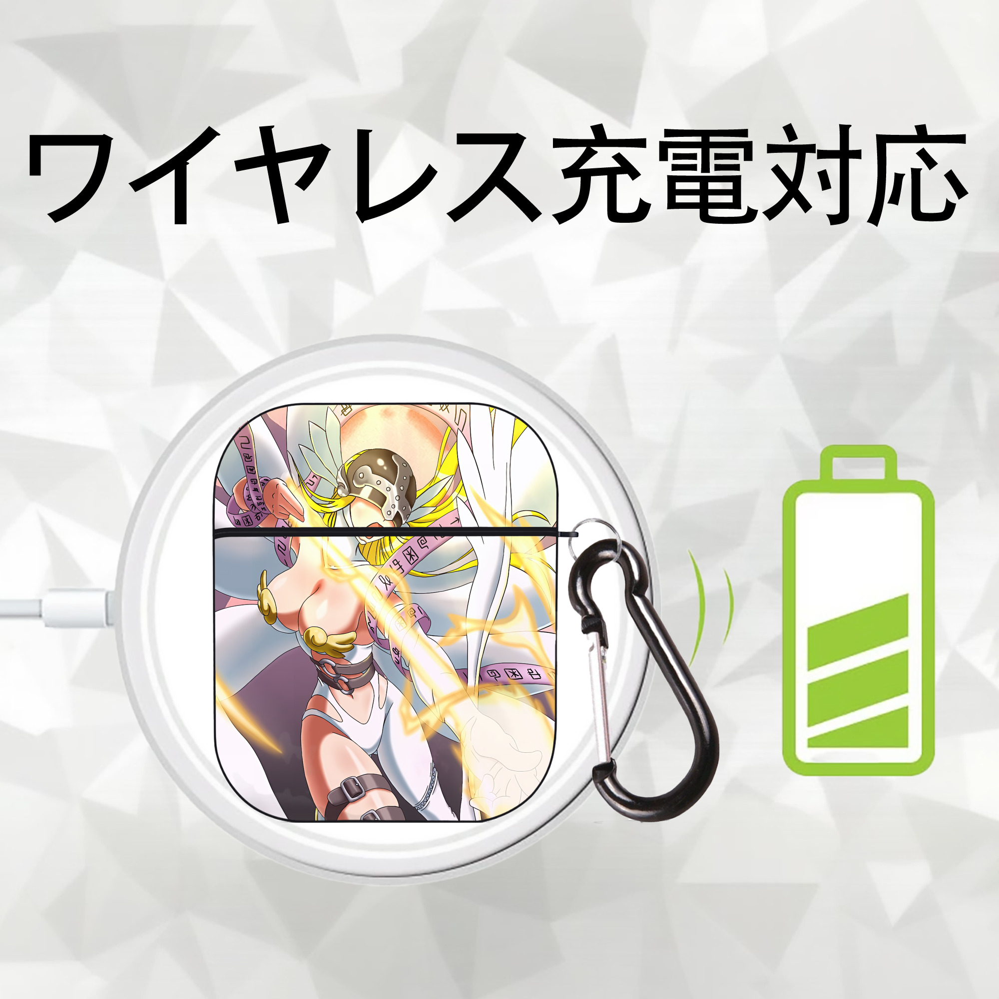 Digimon デジタルモンスター/デジモン AirPods 第2世代保護ケース ハードシェル ブラック 耐衝撃・防指紋・カラビナ付き