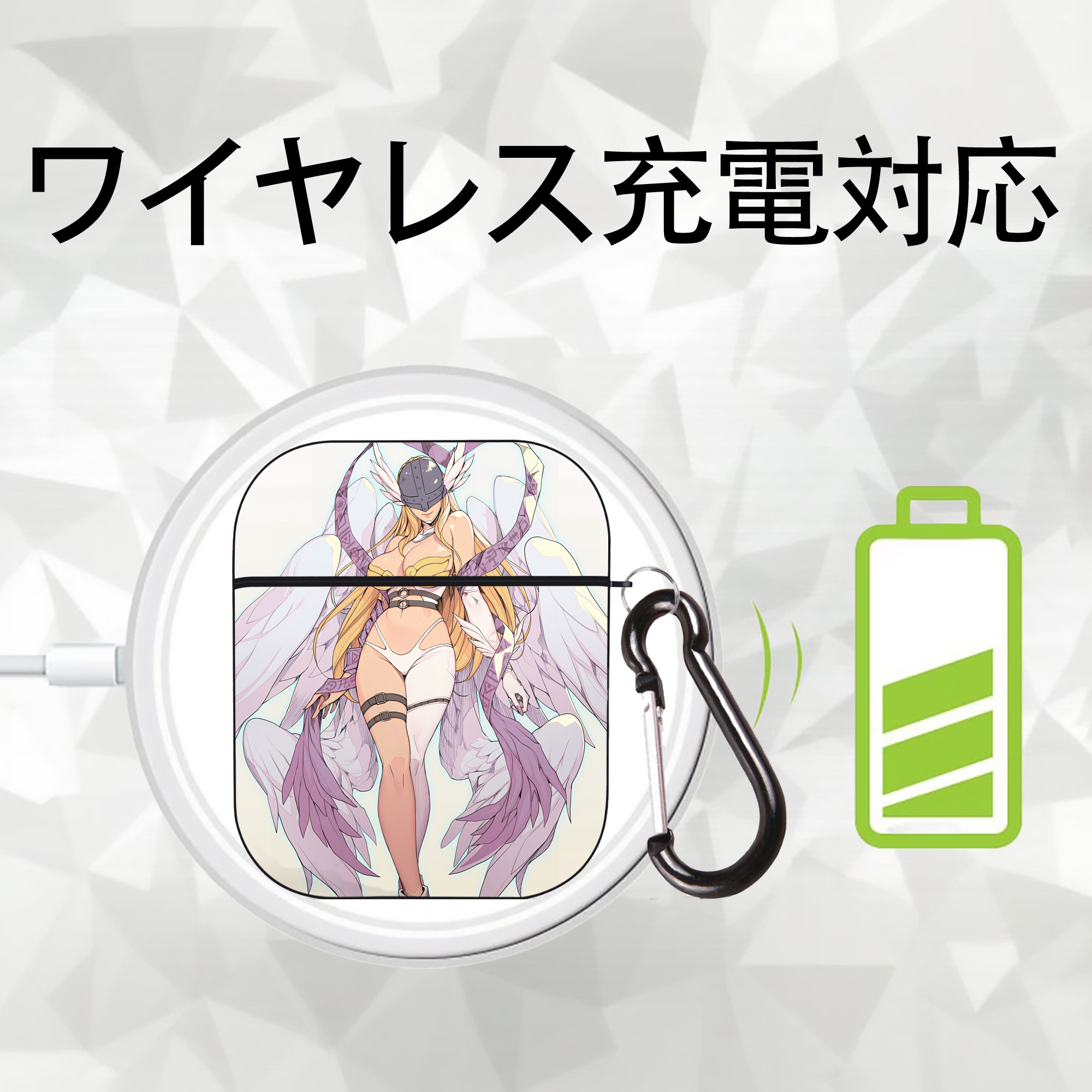Digimon デジタルモンスター/デジモン AirPods 第2世代保護ケース ハードシェル ブラック 耐衝撃・防指紋・カラビナ付き