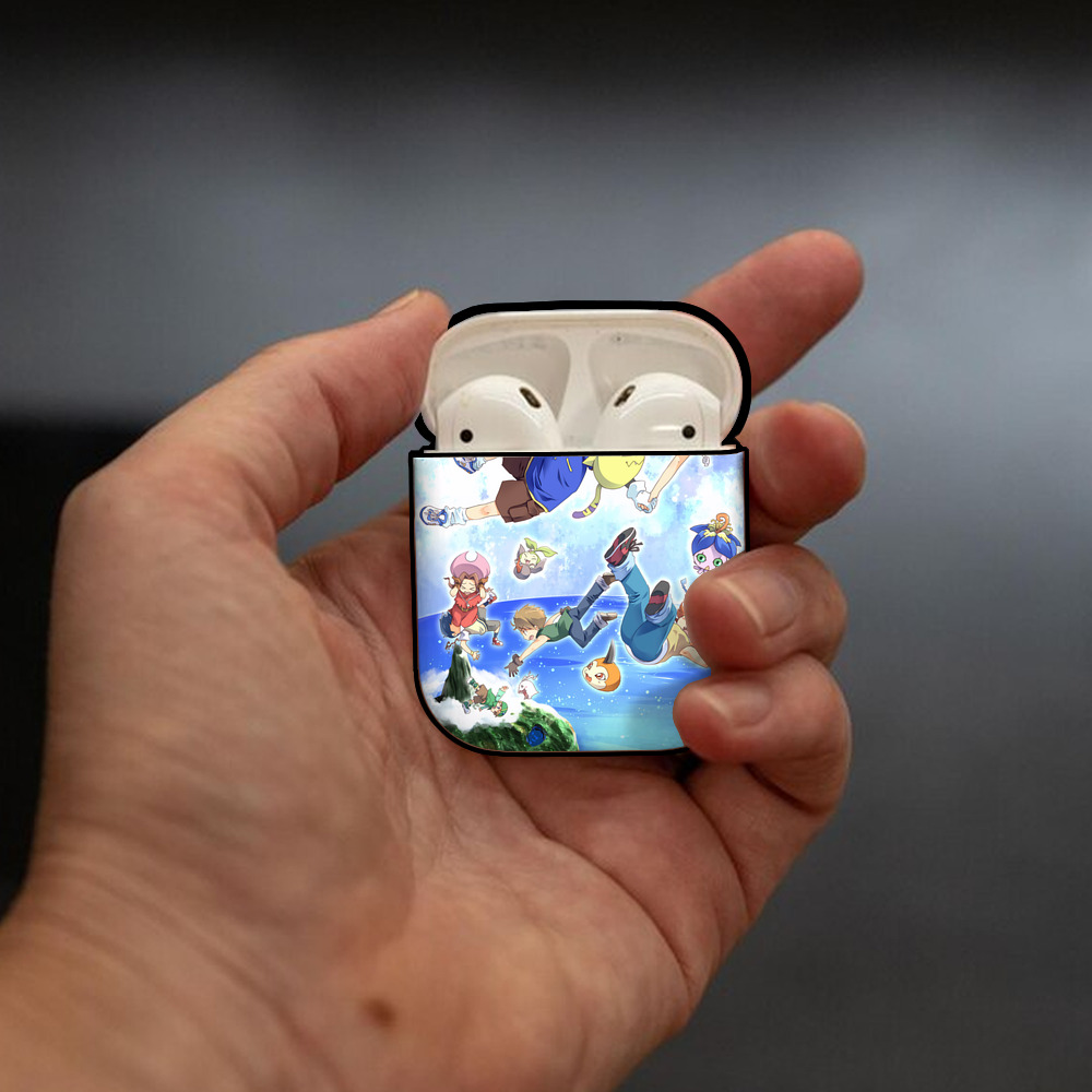 Digimon デジタルモンスター/デジモン AirPods 第2世代保護ケース ハードシェル ブラック 耐衝撃・防指紋・カラビナ付き