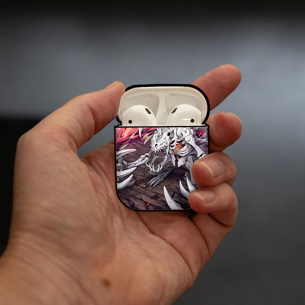 Digimon デジタルモンスター/デジモン AirPods 第2世代保護ケース ハードシェル ブラック 耐衝撃・防指紋・カラビナ付き