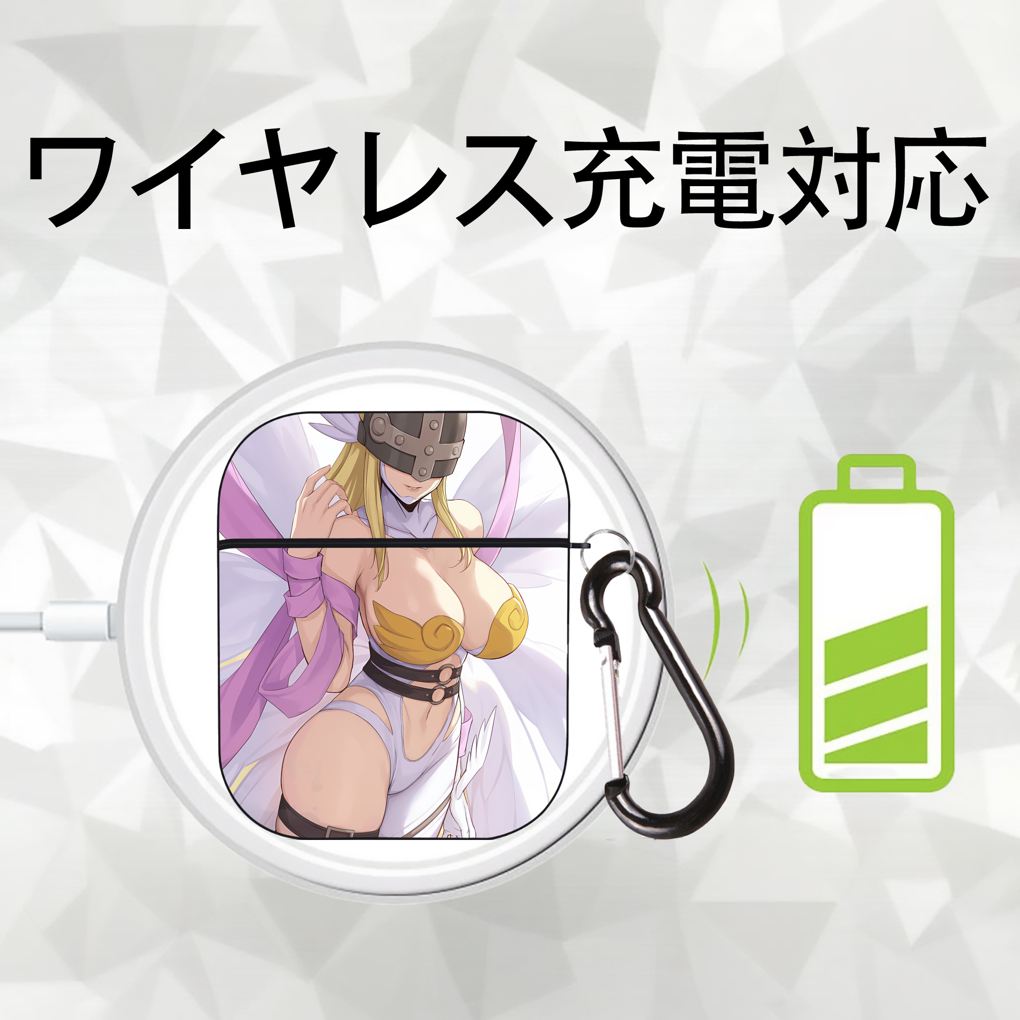 Digimon デジタルモンスター/デジモン AirPods 第2世代保護ケース ハードシェル ブラック 耐衝撃・防指紋・カラビナ付き