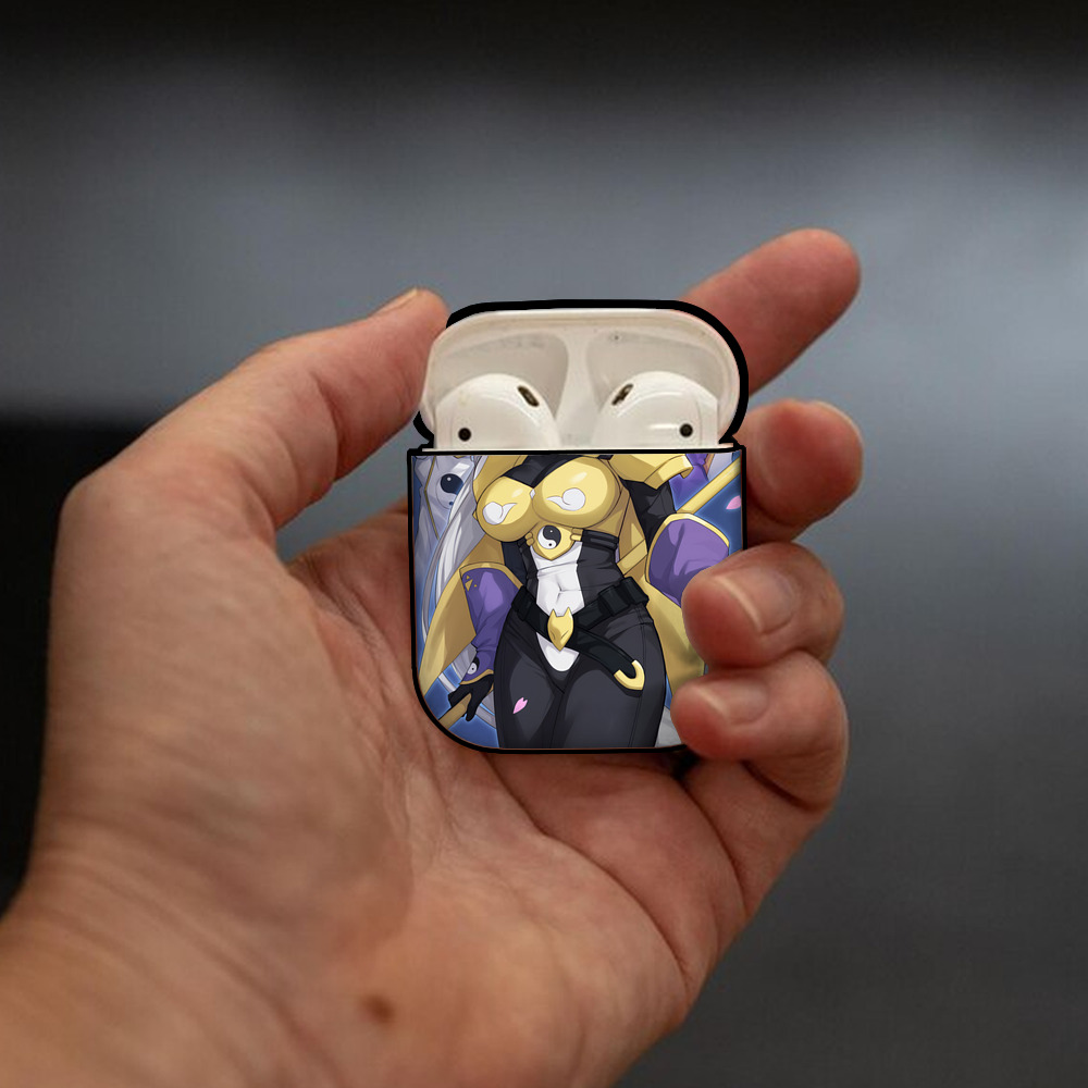 Digimon デジタルモンスター/デジモン AirPods 第2世代保護ケース ハードシェル ブラック 耐衝撃・防指紋・カラビナ付き