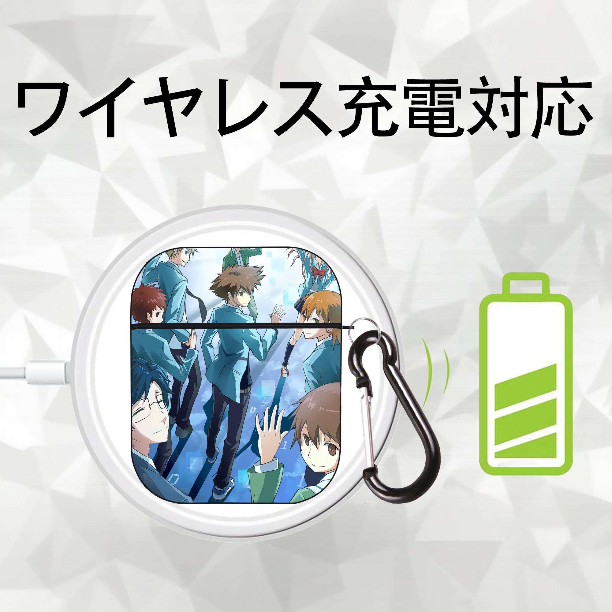 Digimon デジタルモンスター/デジモン AirPods 第2世代保護ケース ハードシェル ブラック 耐衝撃・防指紋・カラビナ付き
