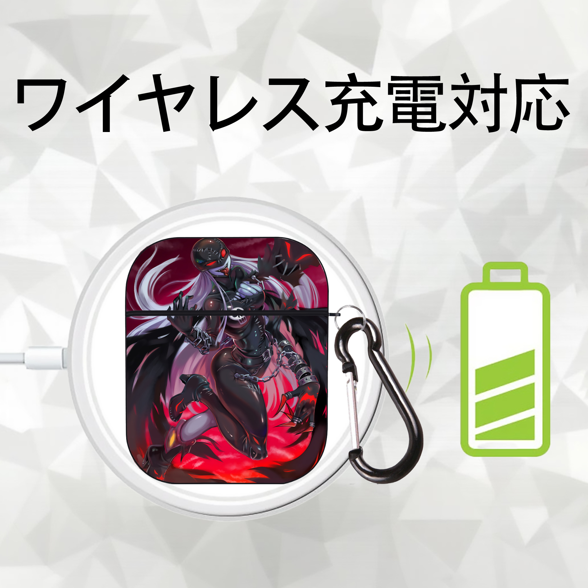 Digimon デジタルモンスター/デジモン AirPods 第2世代保護ケース ハードシェル ブラック 耐衝撃・防指紋・カラビナ付き