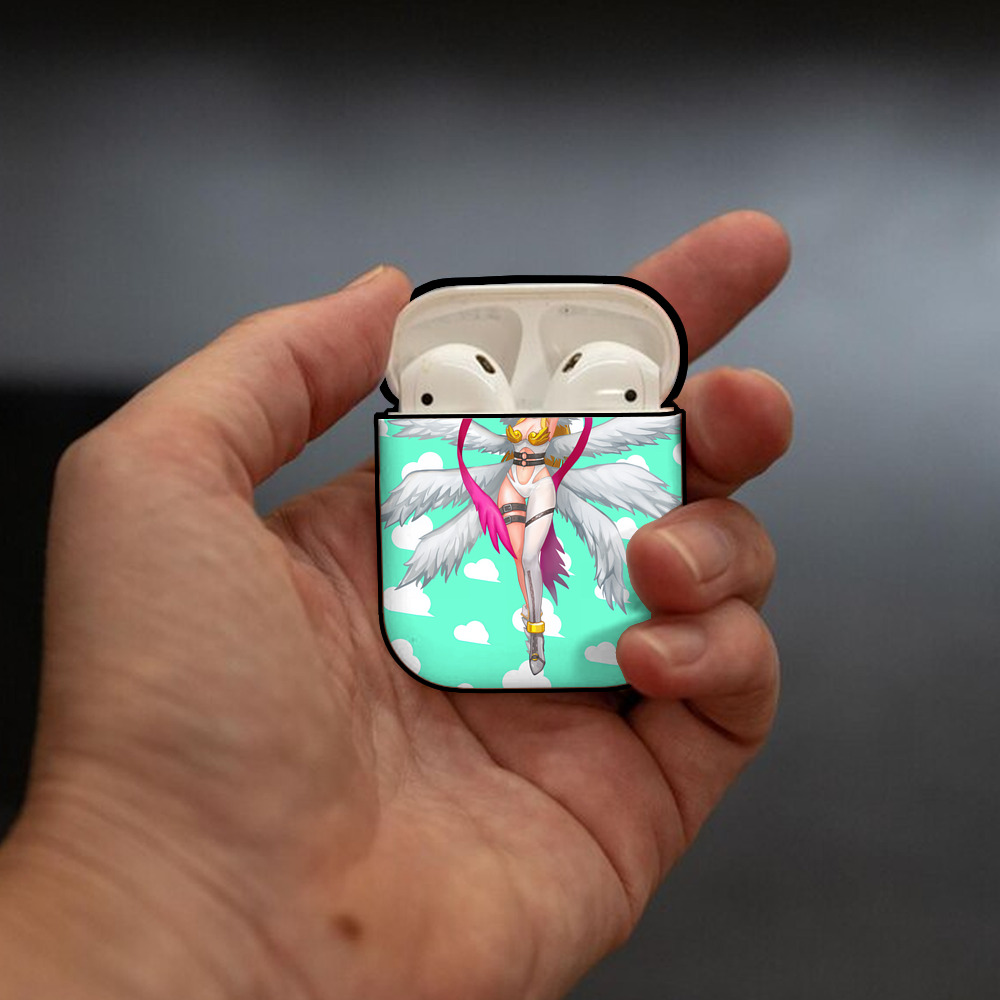 Digimon デジタルモンスター/デジモン AirPods 第2世代保護ケース ハードシェル ブラック 耐衝撃・防指紋・カラビナ付き