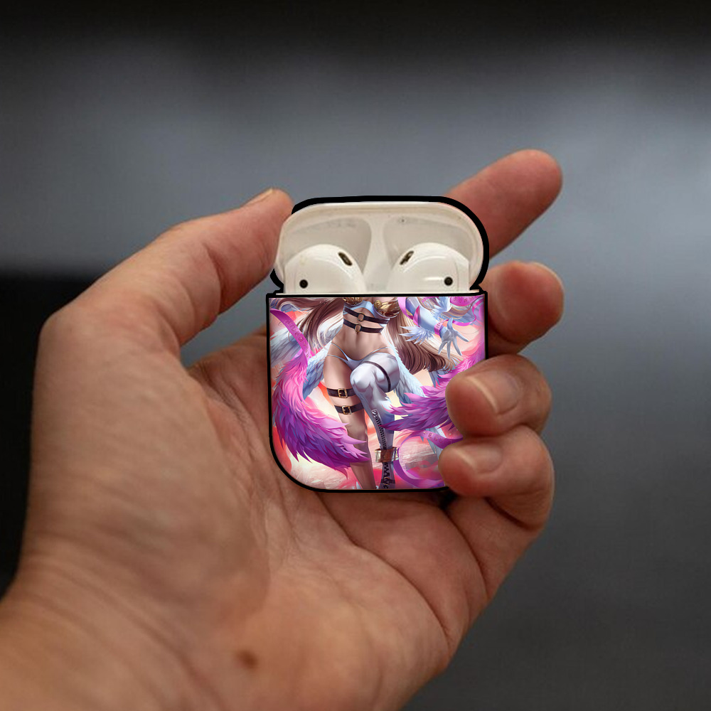Digimon デジタルモンスター/デジモン AirPods 第2世代保護ケース ハードシェル ブラック 耐衝撃・防指紋・カラビナ付き