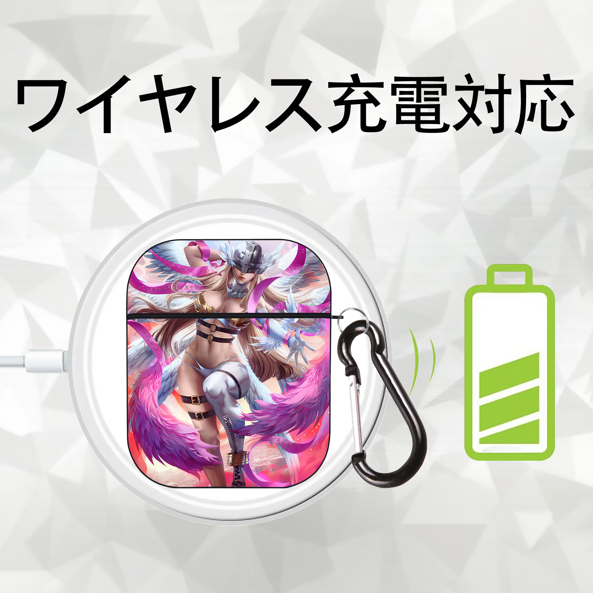 Digimon デジタルモンスター/デジモン AirPods 第2世代保護ケース ハードシェル ブラック 耐衝撃・防指紋・カラビナ付き