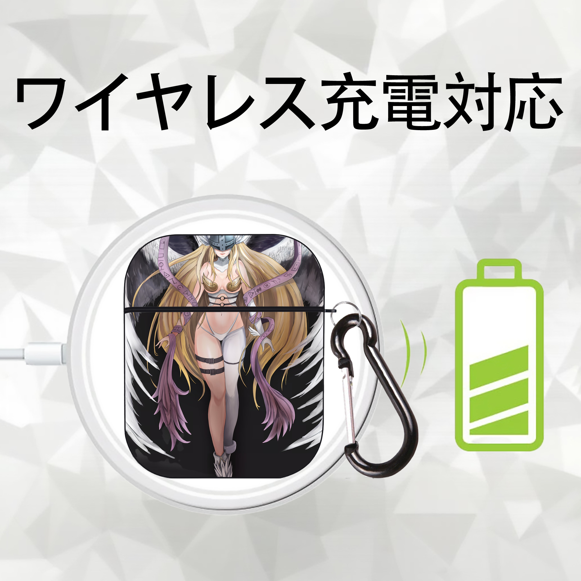 Digimon デジタルモンスター/デジモン AirPods 第2世代保護ケース ハードシェル ブラック 耐衝撃・防指紋・カラビナ付き