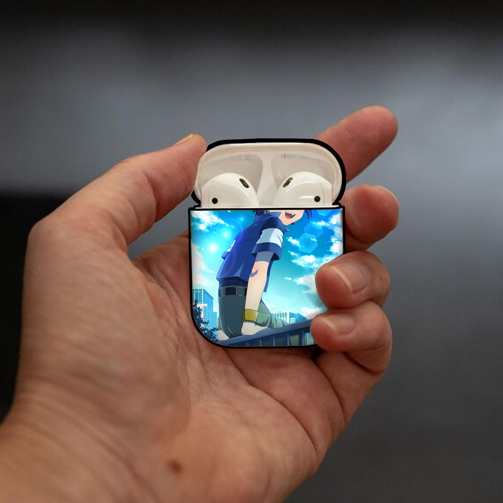 Digimon デジタルモンスター/デジモン AirPods 第2世代保護ケース ハードシェル ブラック 耐衝撃・防指紋・カラビナ付き