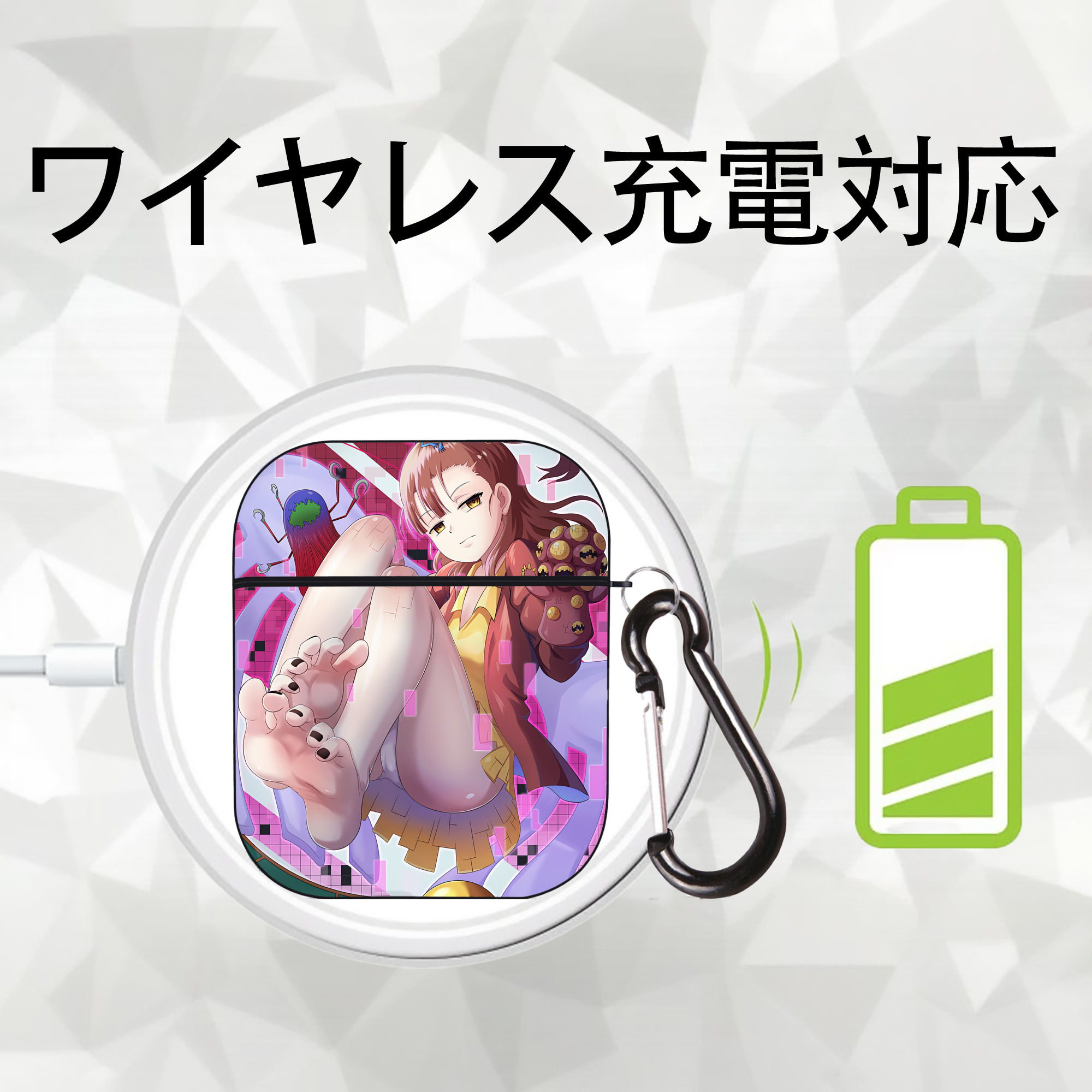 Digimon デジタルモンスター/デジモン AirPods 第2世代保護ケース ハードシェル ブラック 耐衝撃・防指紋・カラビナ付き
