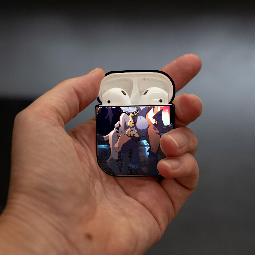 Digimon デジタルモンスター/デジモン AirPods 第2世代保護ケース ハードシェル ブラック 耐衝撃・防指紋・カラビナ付き