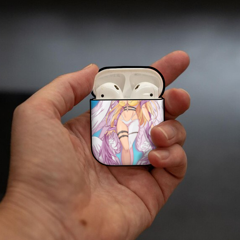Digimon デジタルモンスター/デジモン AirPods 第2世代保護ケース ハードシェル ブラック 耐衝撃・防指紋・カラビナ付き