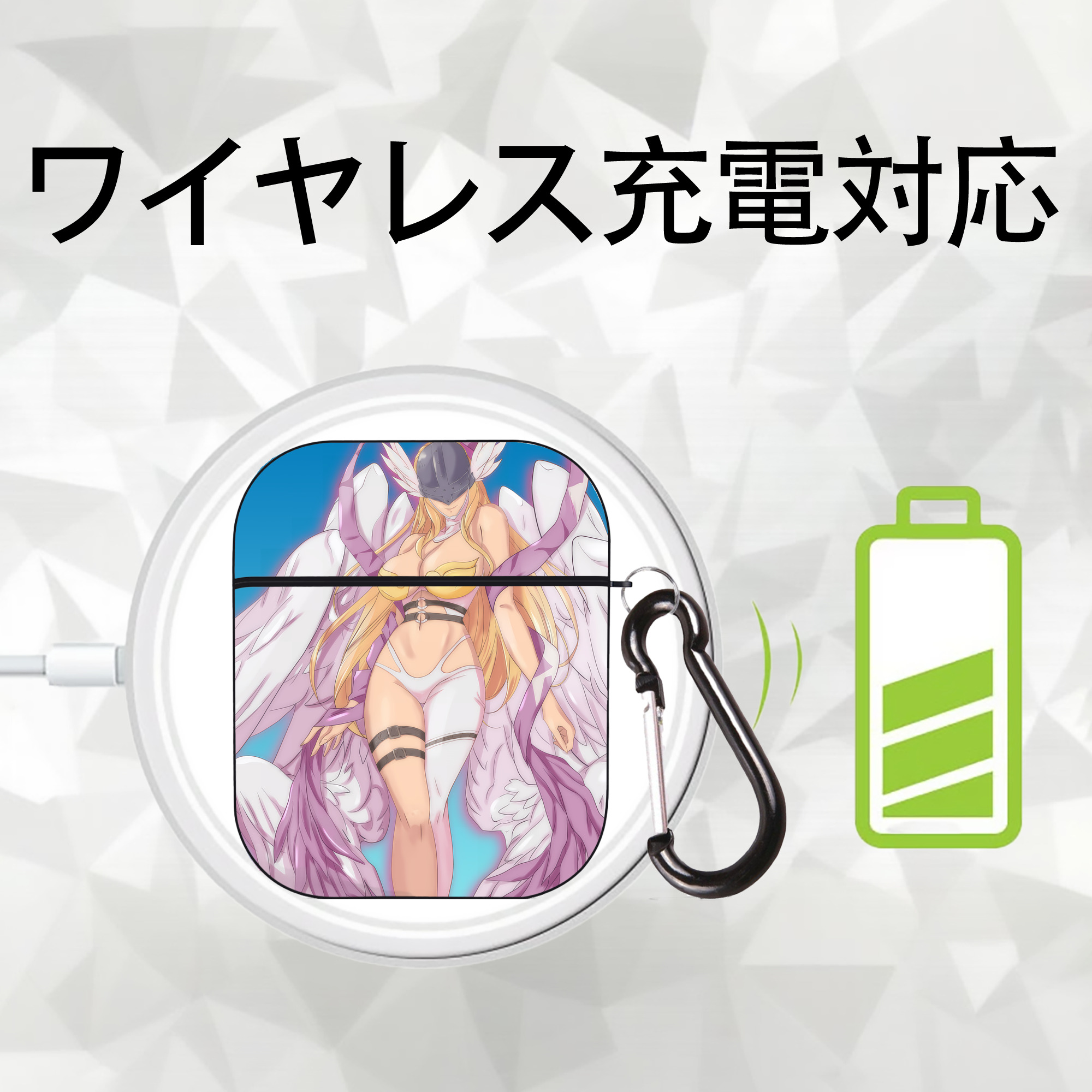 Digimon デジタルモンスター/デジモン AirPods 第2世代保護ケース ハードシェル ブラック 耐衝撃・防指紋・カラビナ付き