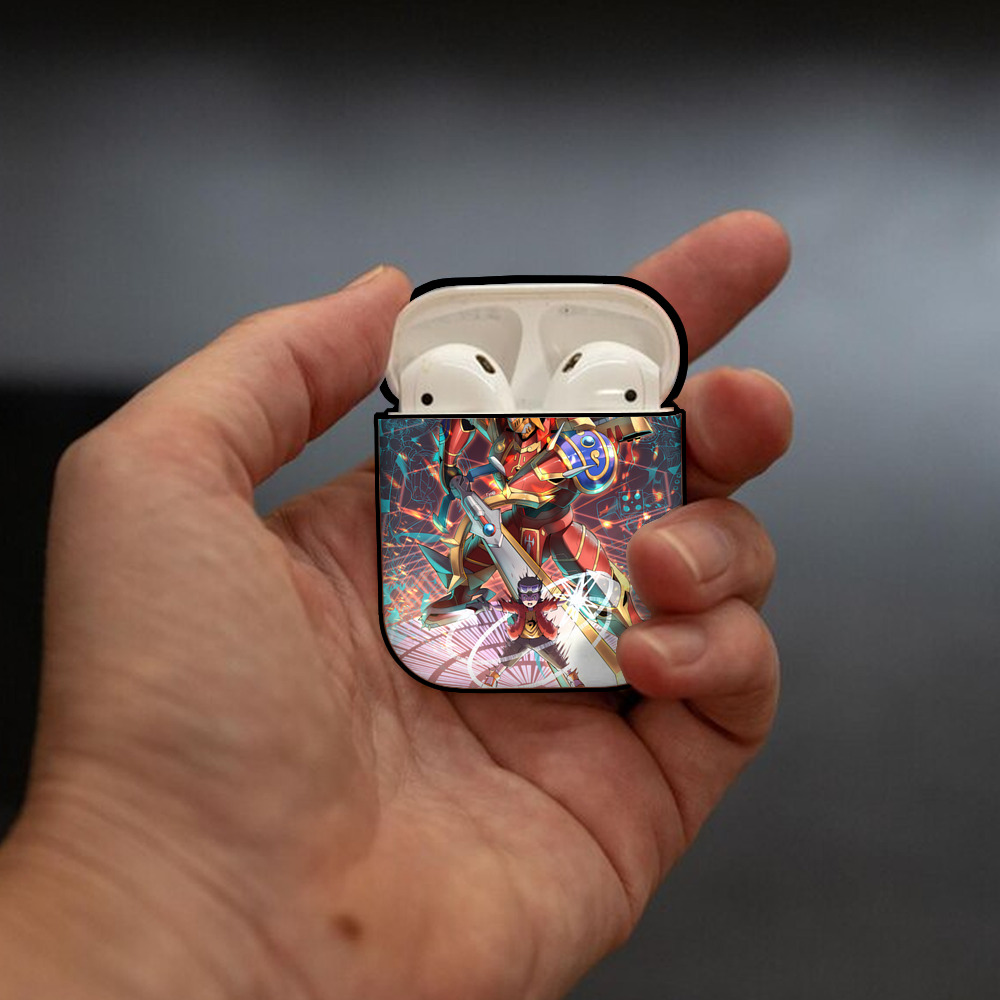 Digimon デジタルモンスター/デジモン AirPods 第2世代保護ケース ハードシェル ブラック 耐衝撃・防指紋・カラビナ付き